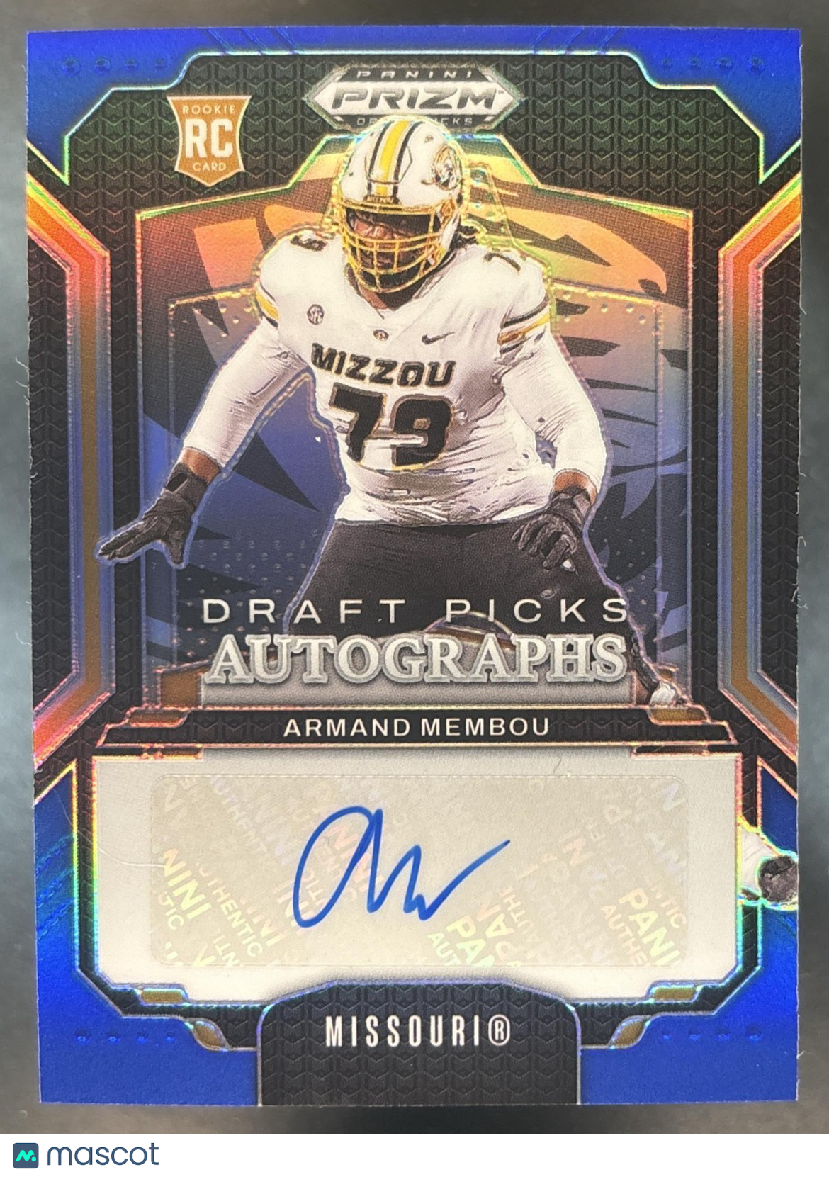 2025 Panini Prizm Draft Picks Armand Membou Auto Blue /249 Missouri Tigers