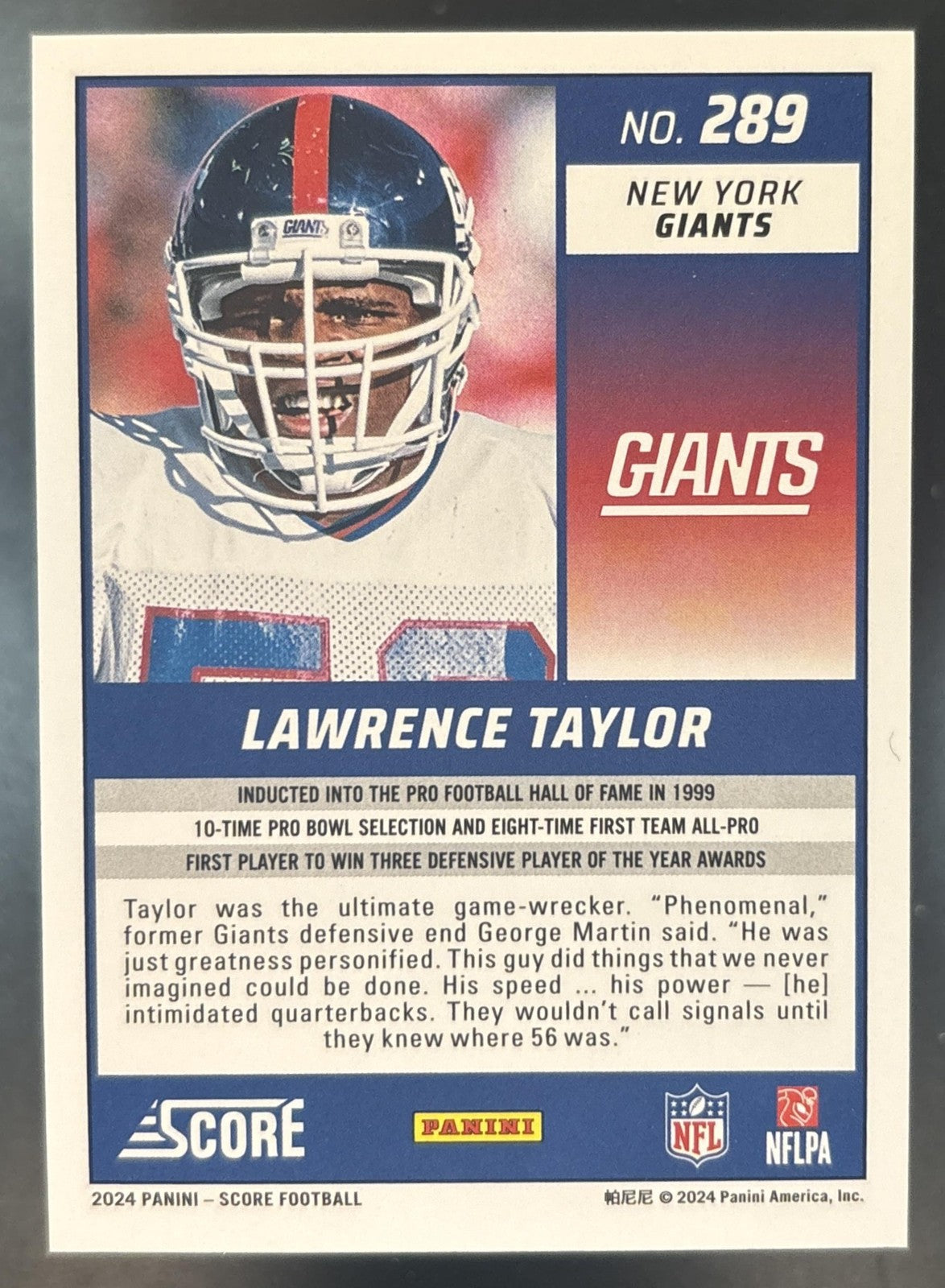 2024 Panini Score Lawrence Taylor First Down /10 #289 New York Giants