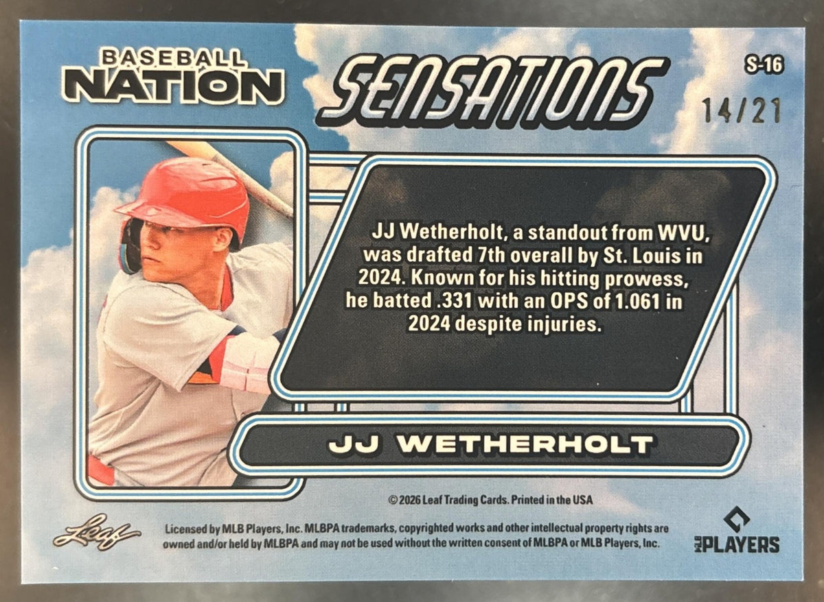 2026 Leaf Baseball Nation JJ Wetherholt Sensations Prismatic SIlver /21 #S-16