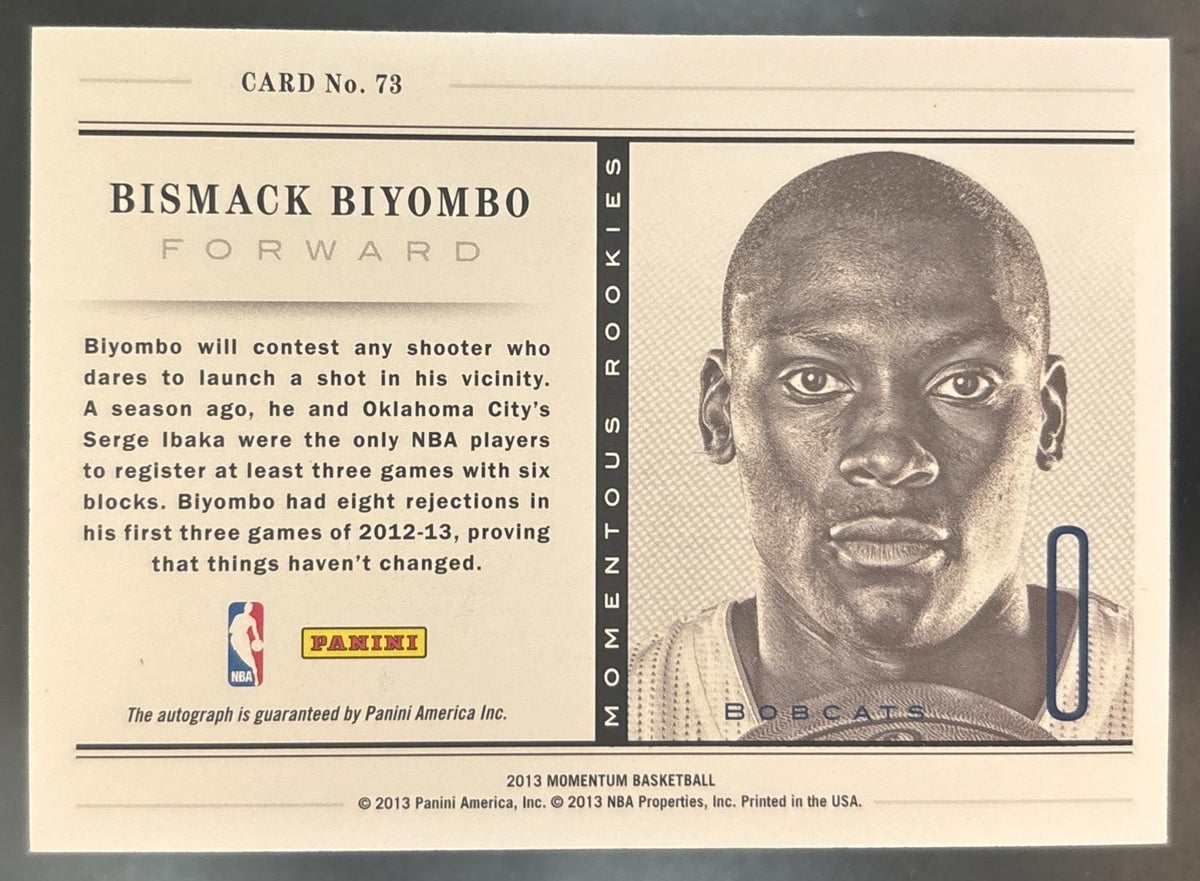 2012-13 Panini Momentum Bismack Biyombo Momentous Rookies Auto #73 RC
