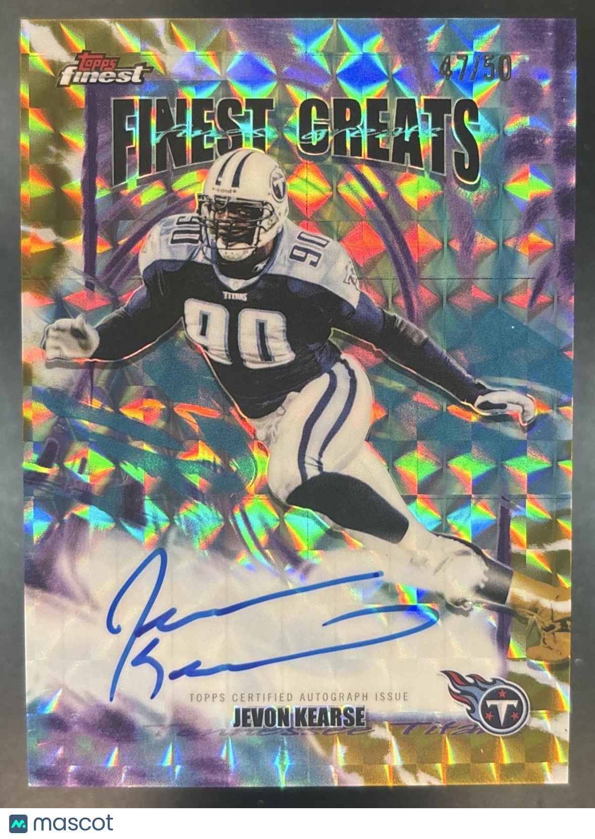 2025 Topps Finest Jevon Kearse Greats Auto Gold Geometric /50 Tennessee Titans
