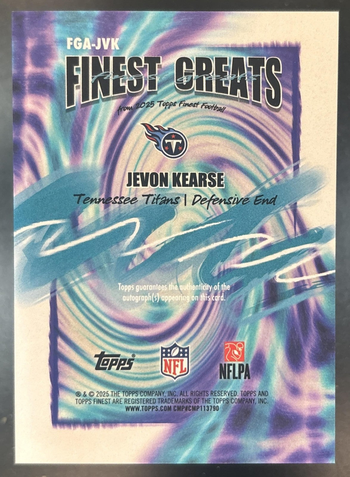2025 Topps Finest Jevon Kearse Greats Auto Gold Geometric /50 Tennessee Titans