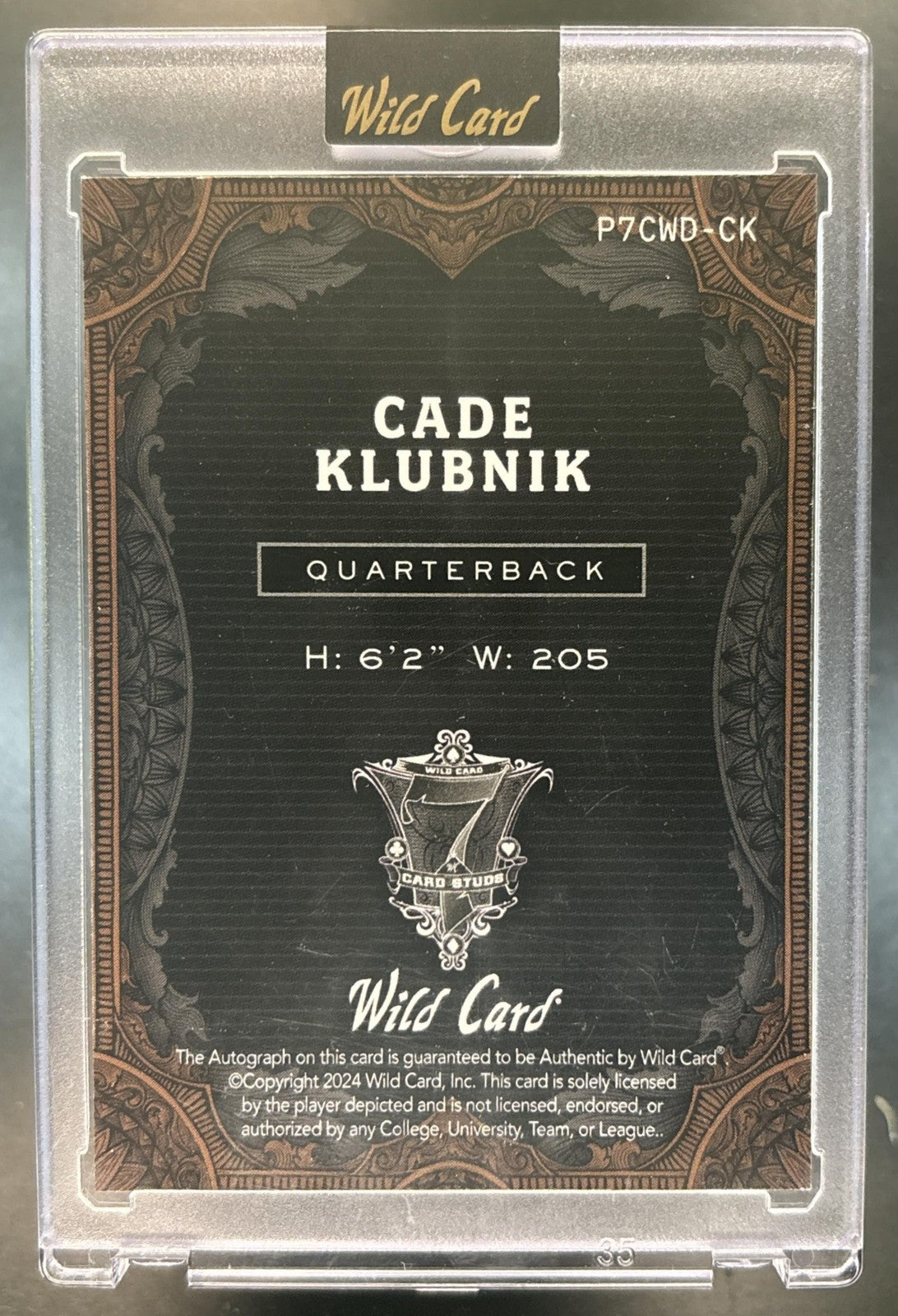 2024 Wild Card 7 Studs Cade Klubnik Auto 1/1 Clemson Tigers