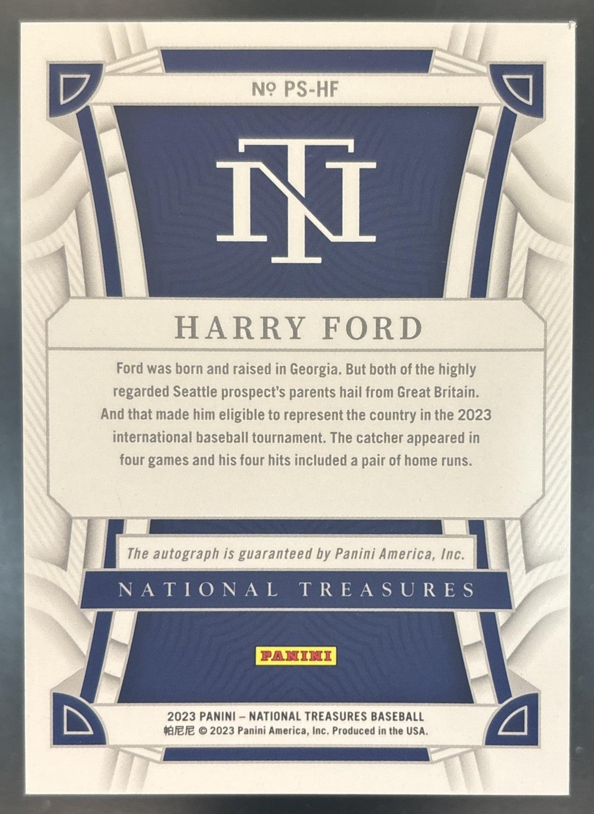 2024 National Treasures Harry Ford 2023 Baseball - Rookie Signatures /99 Auto