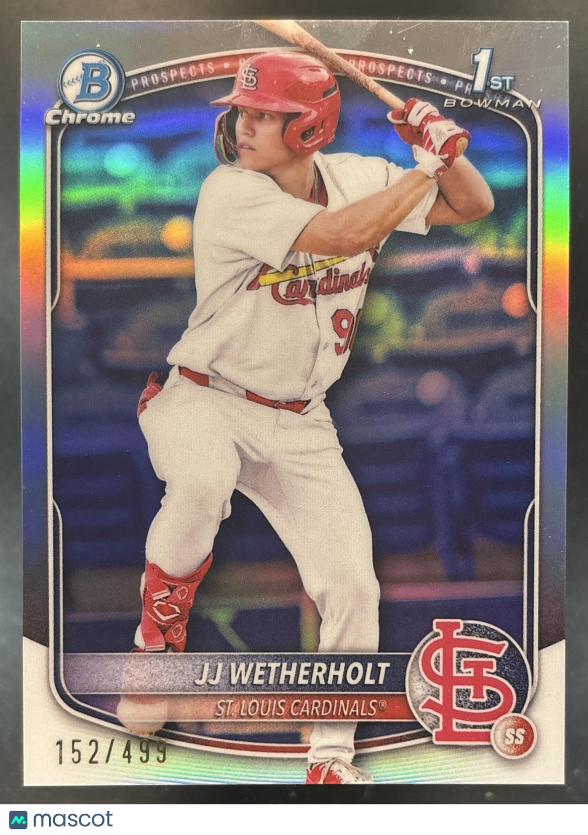 2025 Bowman JJ Wetherholt Chrome Refractor /499 #BCP-22 1st Prospect Cardinals