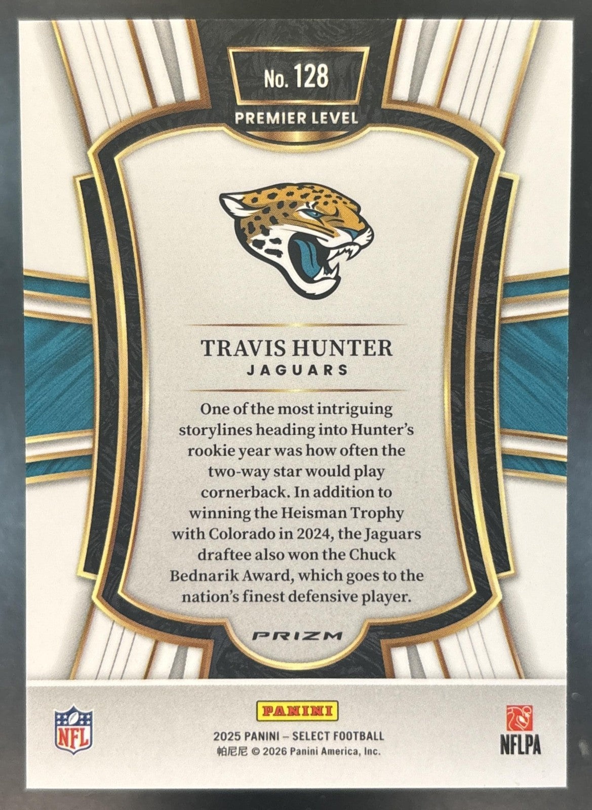 2025 Panini Select Travis Hunter Zebra Prizm Shock #128 RC Jacksonville Jaguars