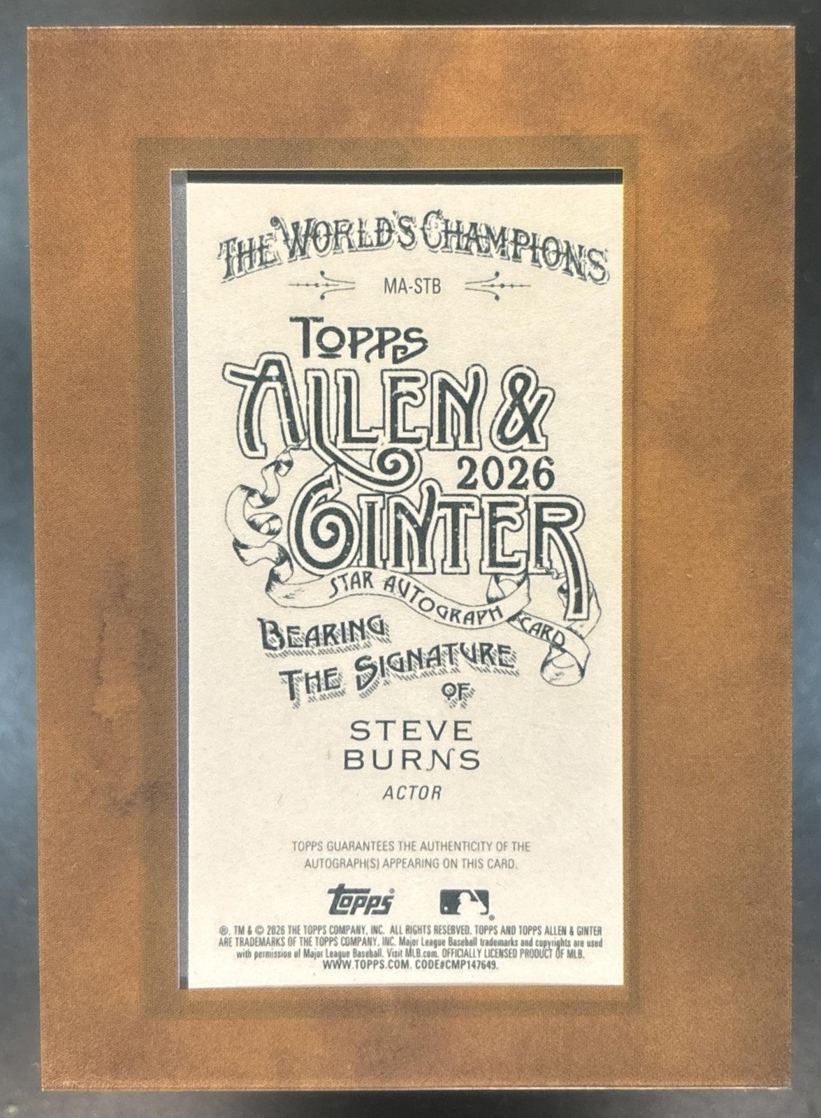 2026 Topps Allen & Ginter Steve Burns Mini Non-Baseball Auto #MA-STB