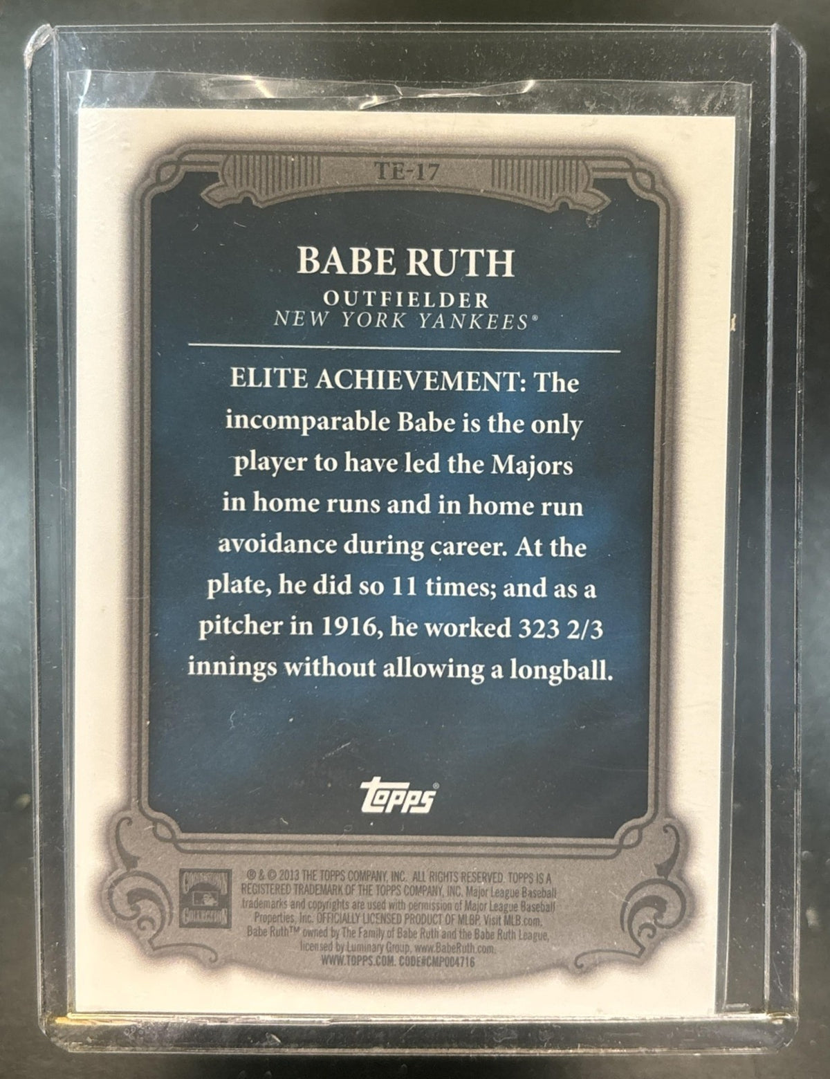 2013 Topps Babe Ruth The Elite #TE-17 New York Yankees