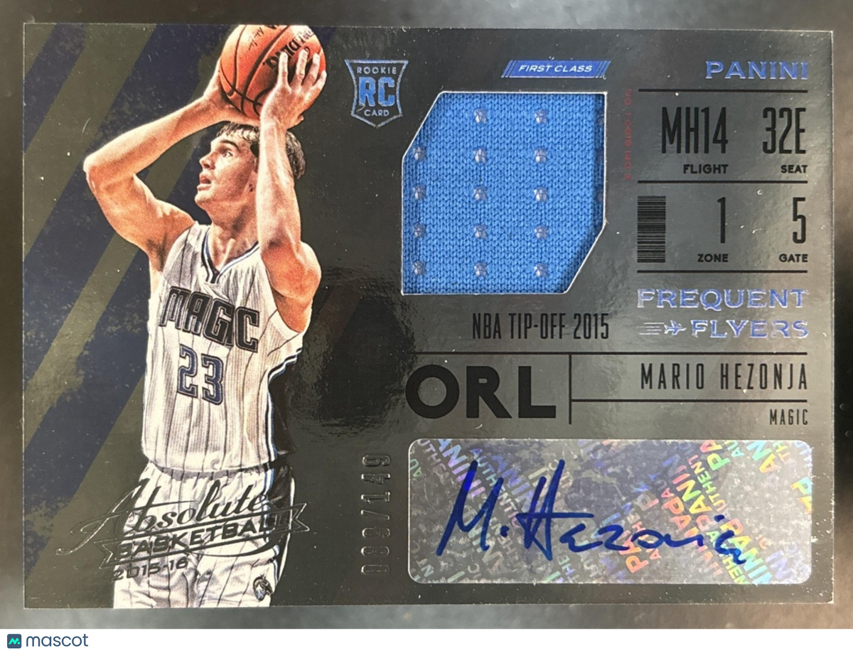 2015-16 Panini Absolute Mario Hezonja Frequent Flyer Jersey Auto /149 RC Magic