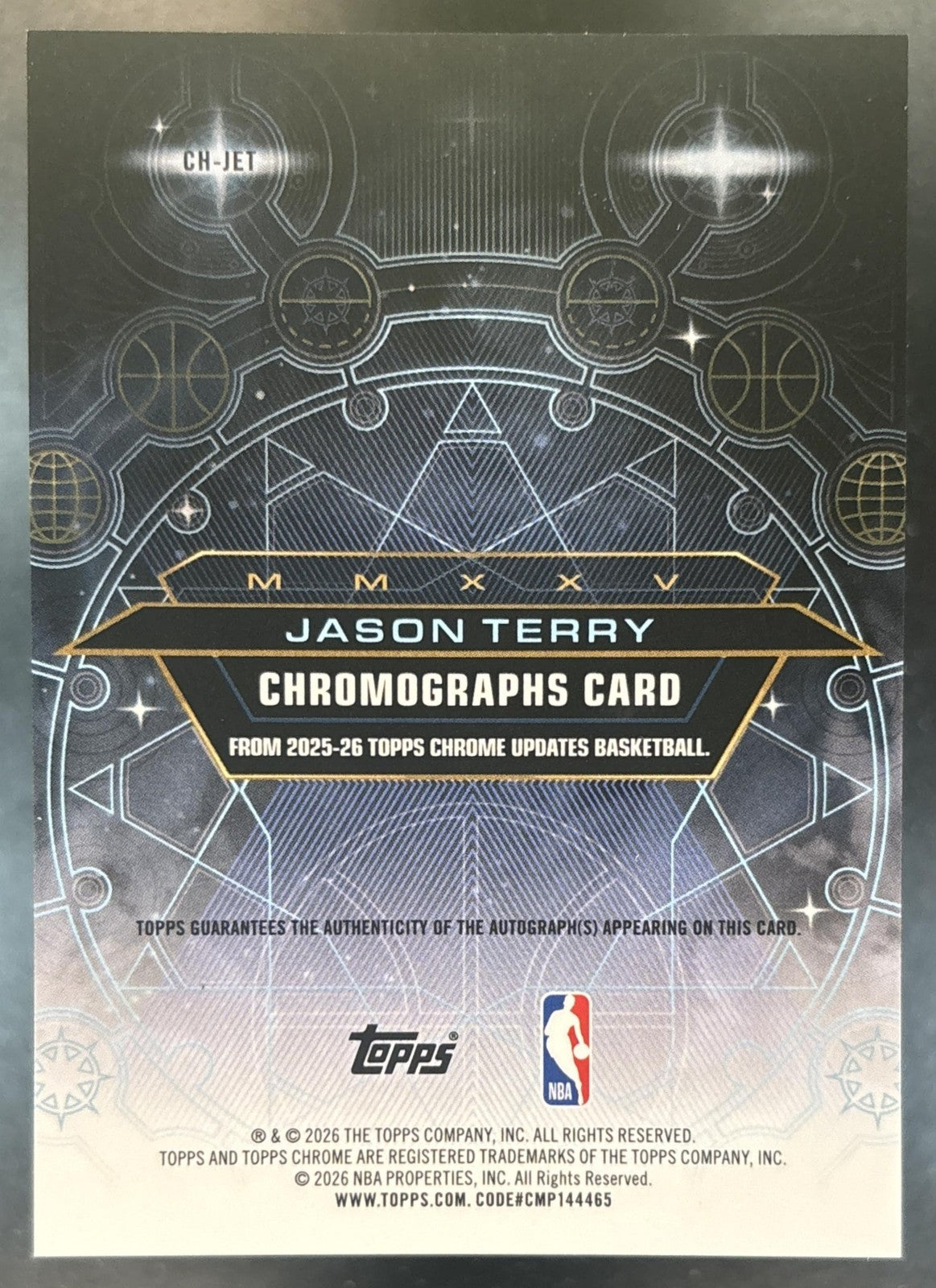 2025-26 Topps Chrome Update Jason Terry Chromographs Auto Dallas Mavericks