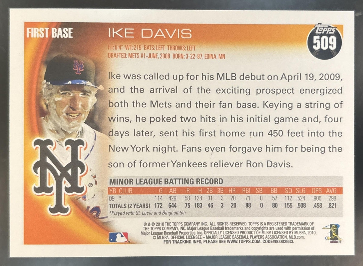 2010 Topps Ike Davis #509b PIE IN FACE SP RC VAR New York Mets