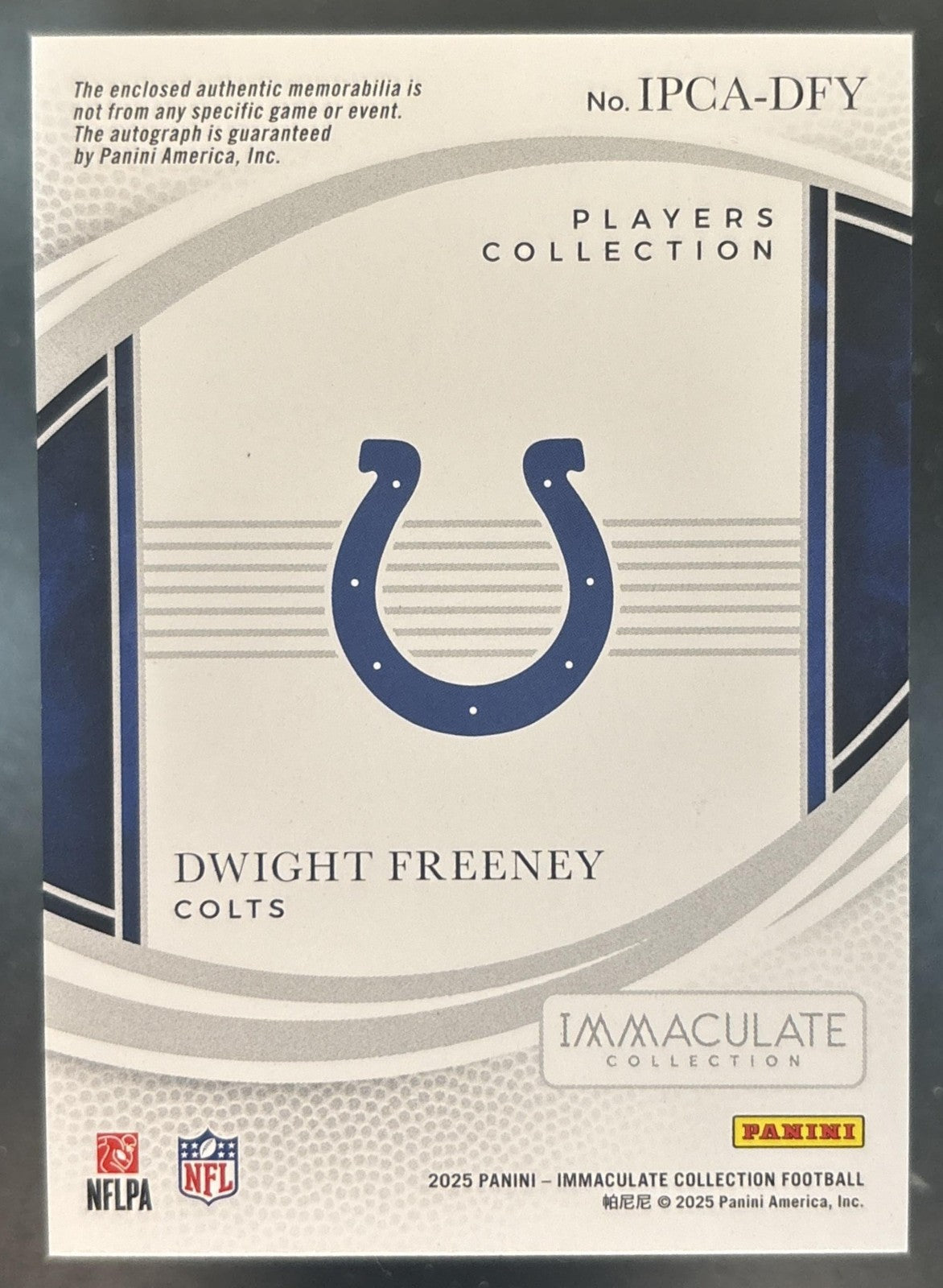 2025 Immaculate Collection Dwight Freeney Players Collection Tri Patch Auto /99