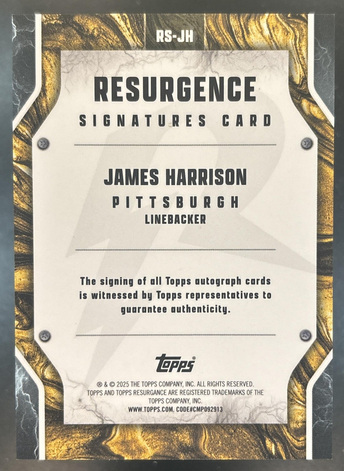 2024 Topps Resurgence James Harrison Signature #RS-JH Auto Pittsburgh Steelers