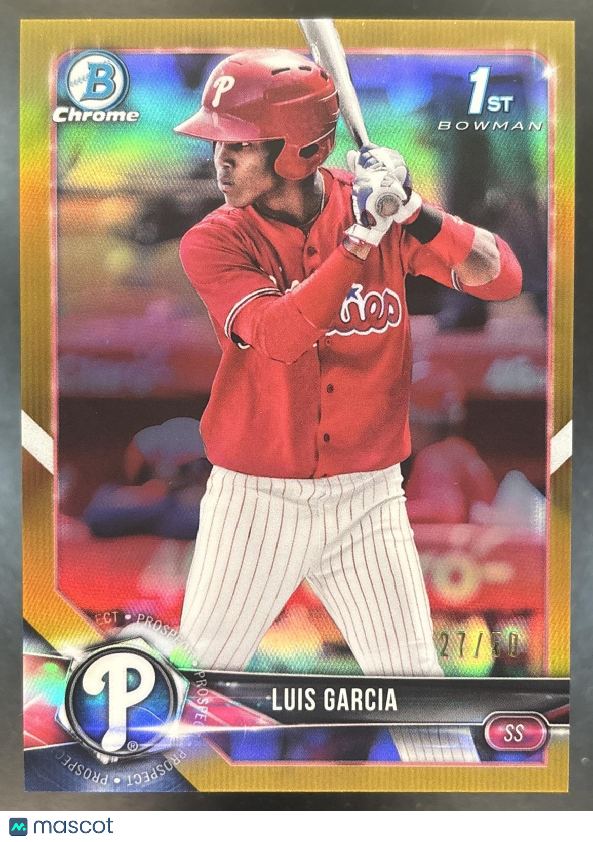 2018 Bowman Luis Garcia Chrome Prospects Gold /50 #BCP75 Philadelphia Phillies