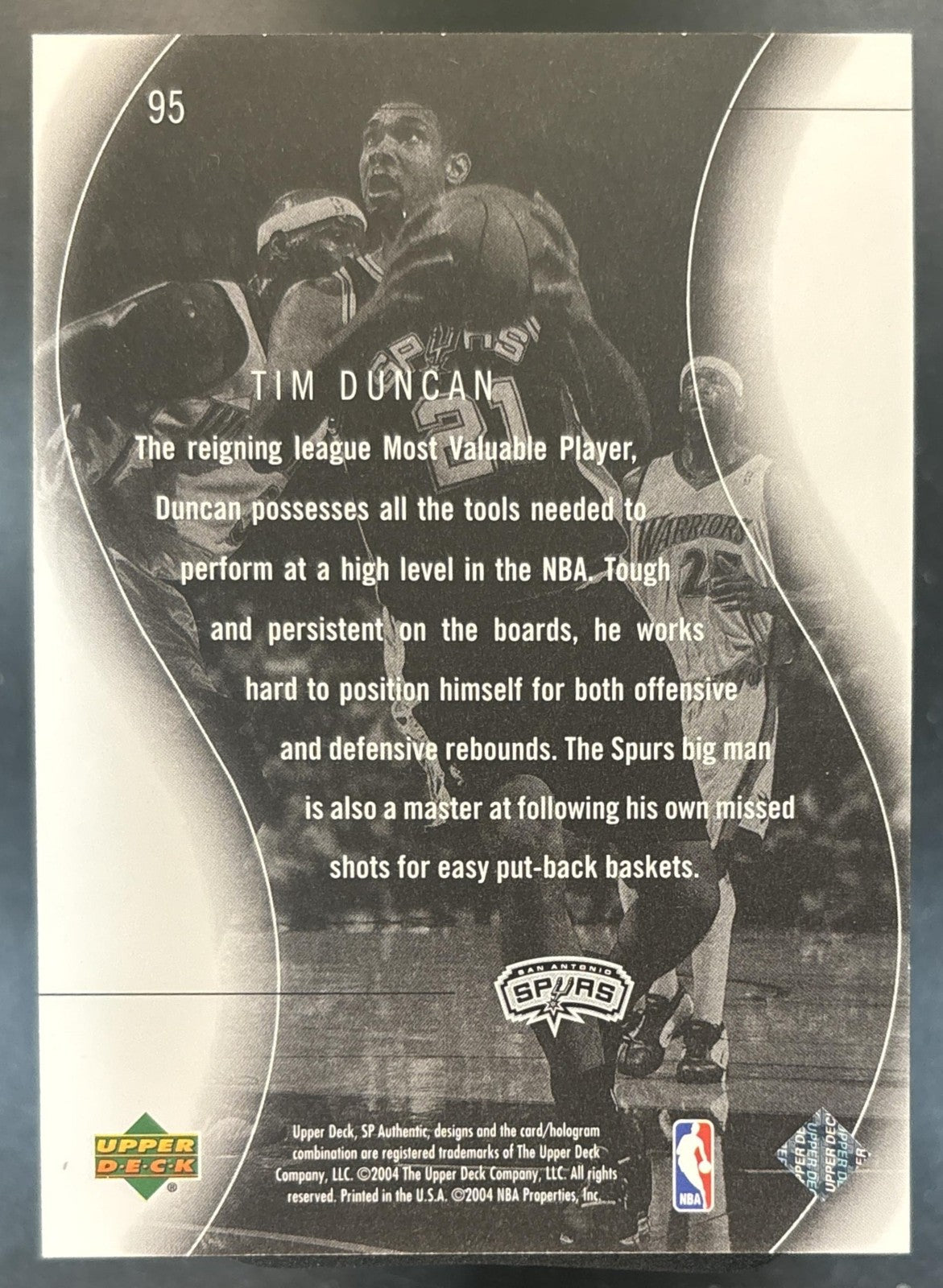 2003-04 SP Authentic Tim Duncan /3999 #95 San Antonio Spurs