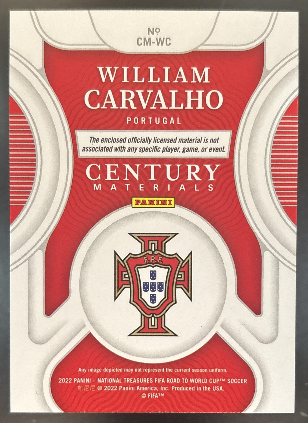 2022-23 National Treasures FIFA Road to World Cup William Carvalho Materials /49