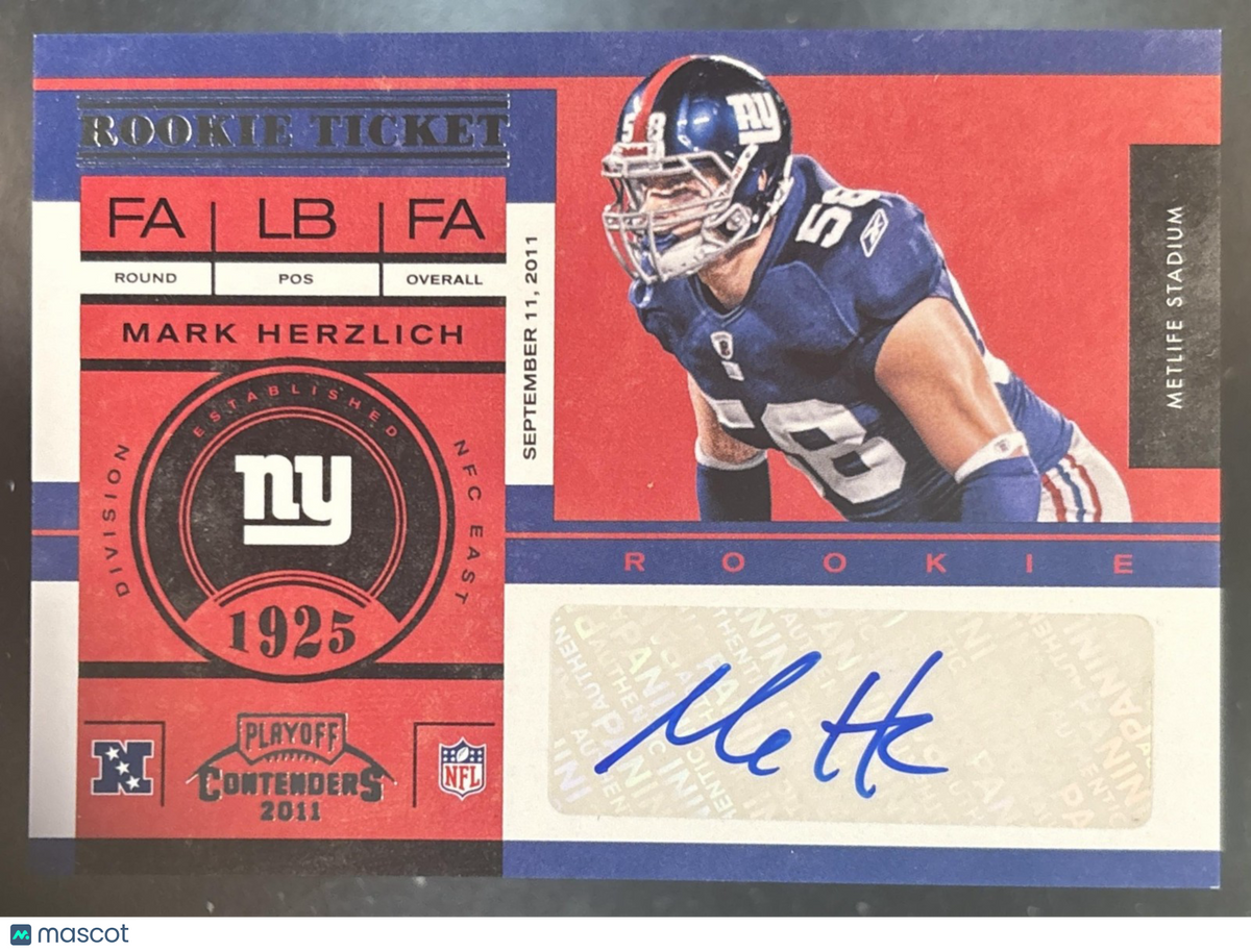 2011 Panini Playoff Contenders Mark Herzlich #132 RC Auto New York Giants