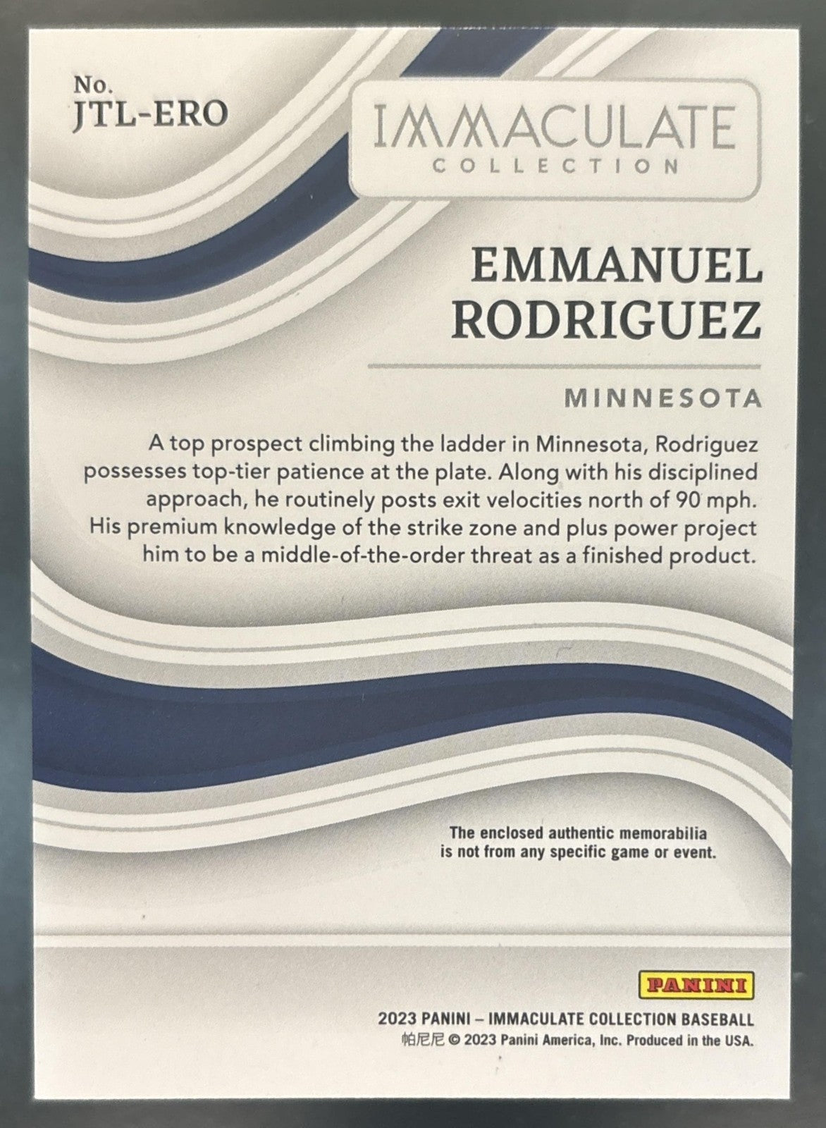 2023 Immaculate Collection Emmanuel Rodriguez Jumbo Jersey Number /38 MEM Twins