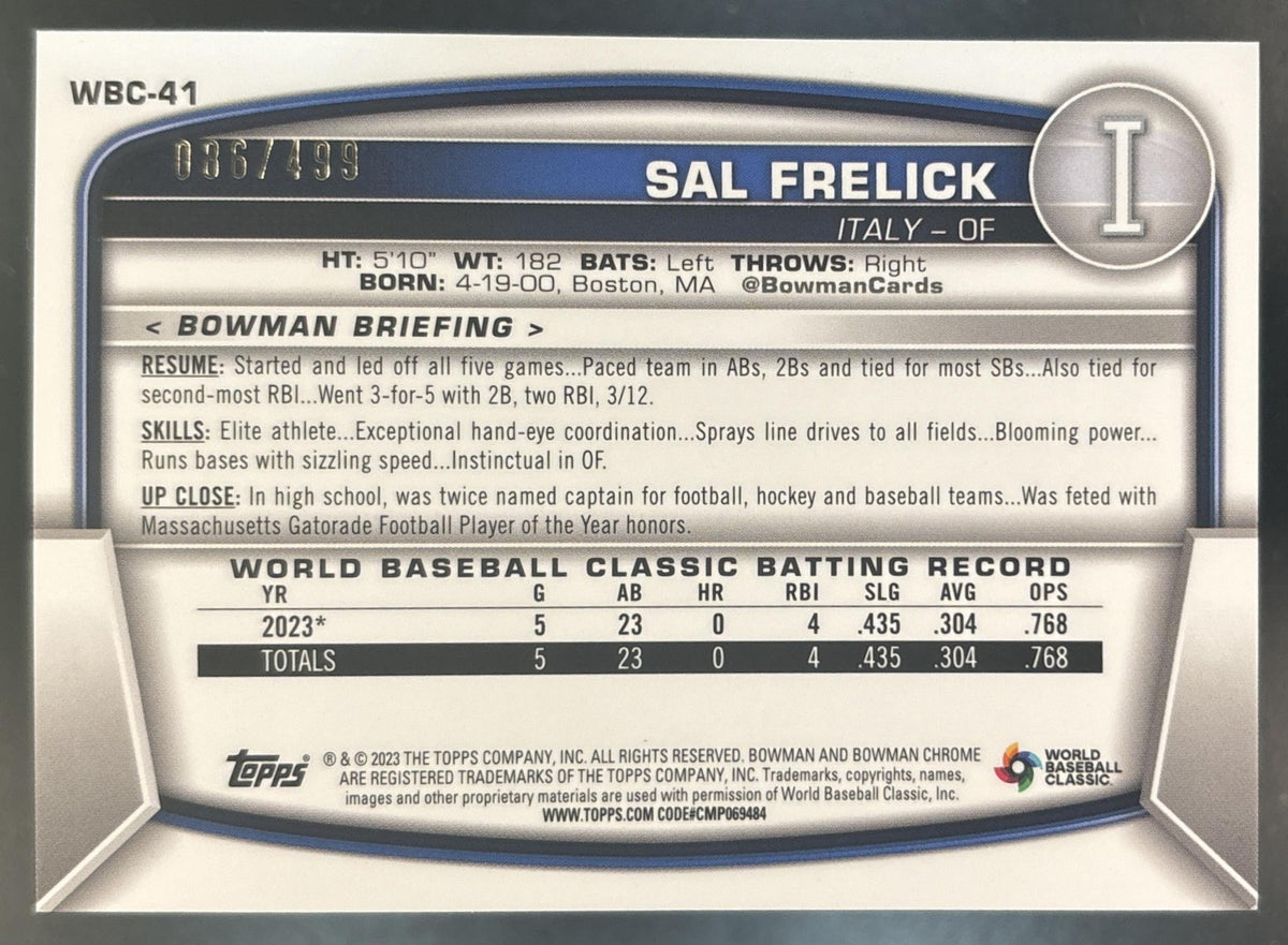 2023 Bowman Chrome Sal Frelick WBC Flag Variations Refractor /499 #WBC-41