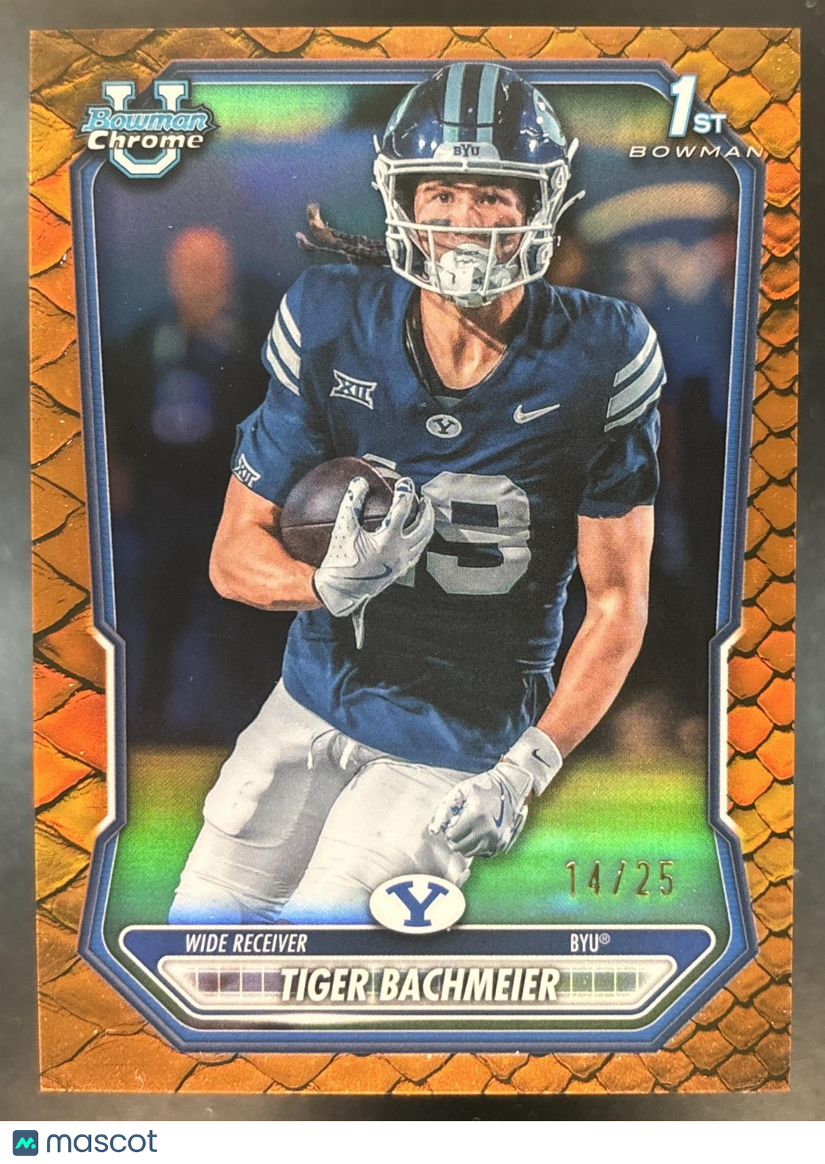 2026 Bowman Tiger Bachmeier Chrome Orange Reptilian /25 #BCP-27 1st Prospect BYU