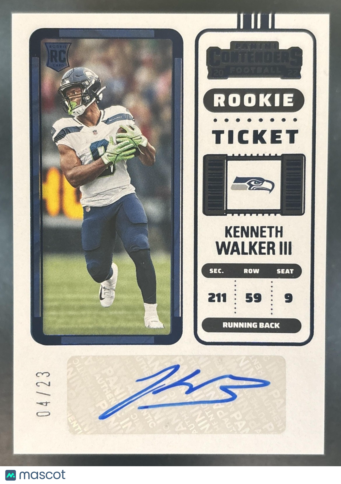 2022 Panini Zenith Kenneth Walker III RPS Preview Red /23 #126 RC Auto Seahawks