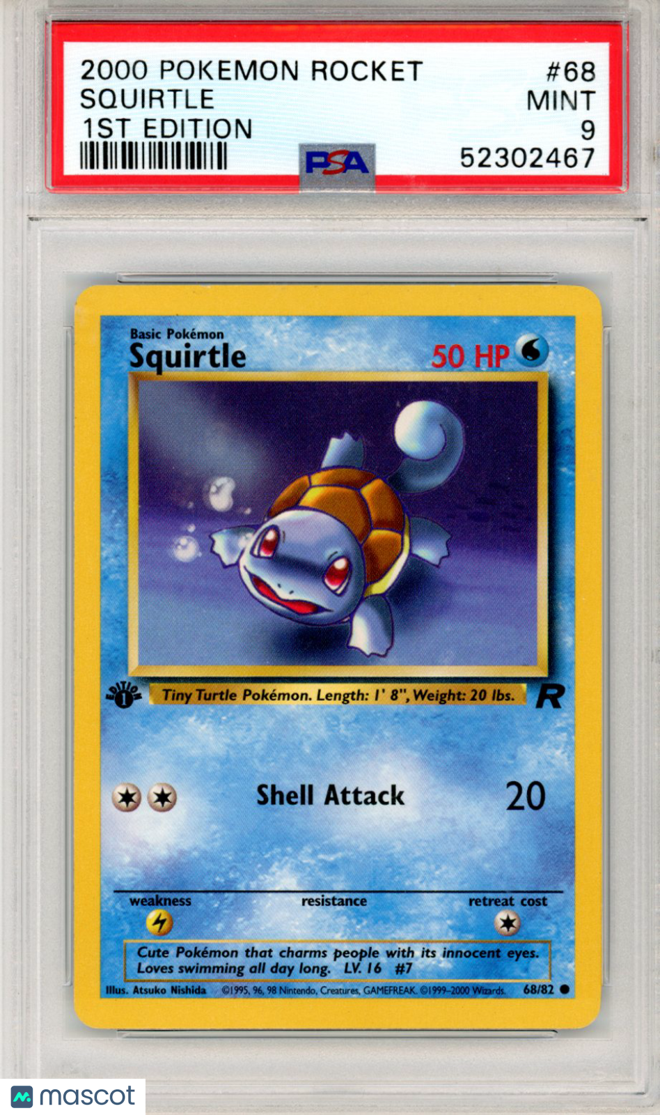 2000 Pokemon Rocket Squirtle #68 1st Edition PSA 9 MINT
