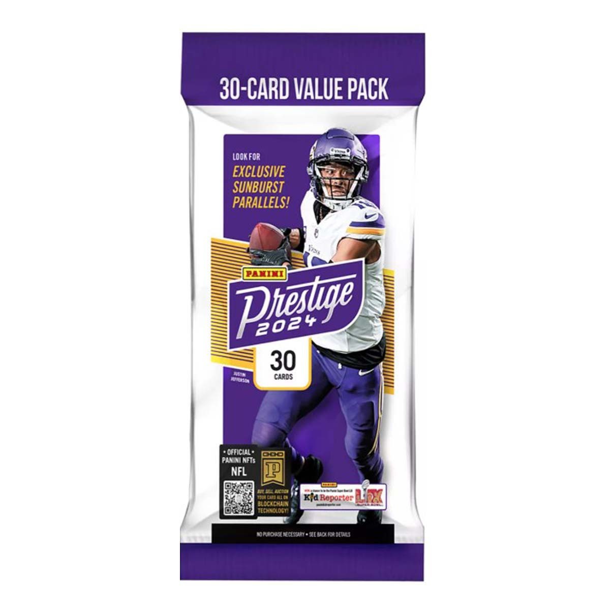 TWO PACKS of 2024 Panini Prestige Football NFL Fat Value Cello Packs (Sunburst Parallels)