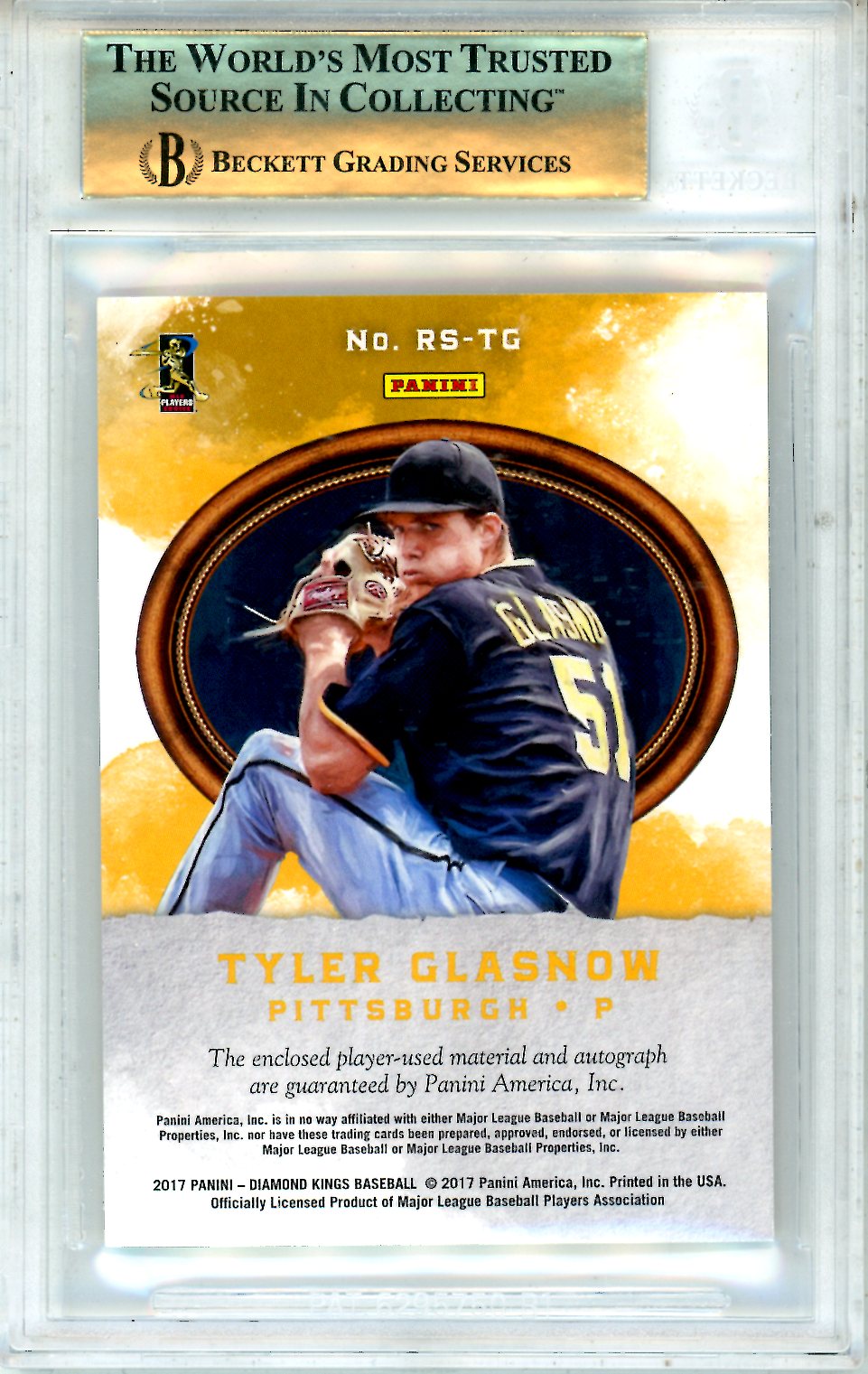 2017 Diamond Kings DK Rookie Signature Materials Tyler Glasnow /299 BGS 9.5 AUTO