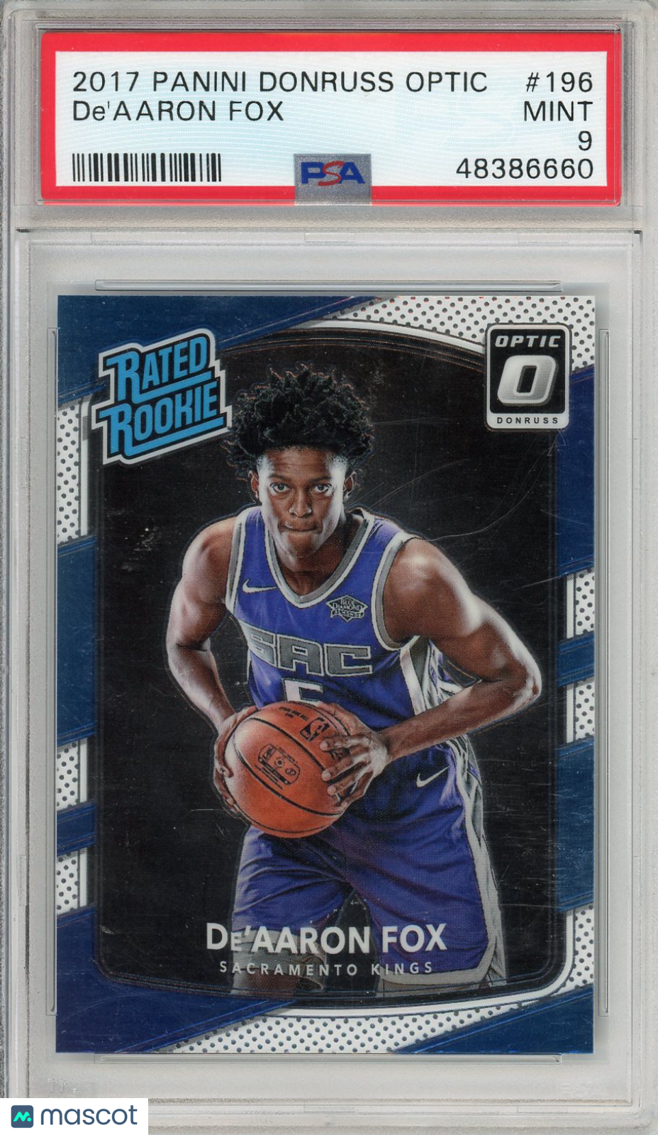 2017 Panini Donruss Optic De'aaron Fox Rookie #196 PSA 9 Sacramento Kings