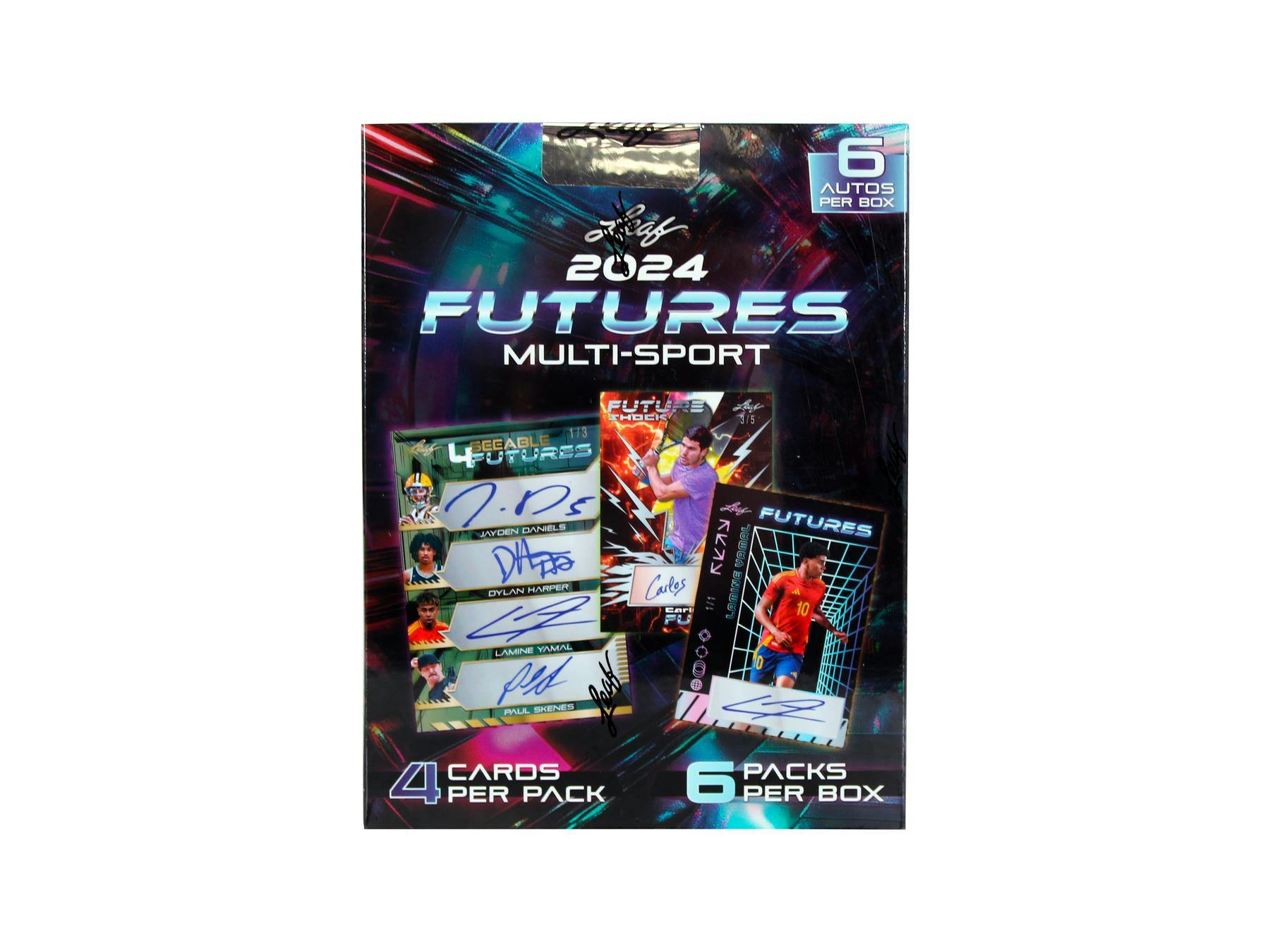 2024 Leaf Futures Multisport Hobby Box (6 Autos) Jayden Daniels, Yamal, Travis Bazzana