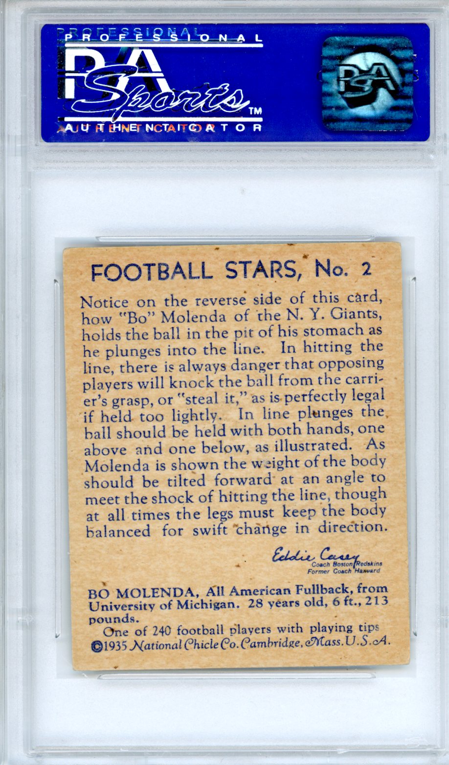 1935 National Chicle Bo Molenda #2 PSA 5