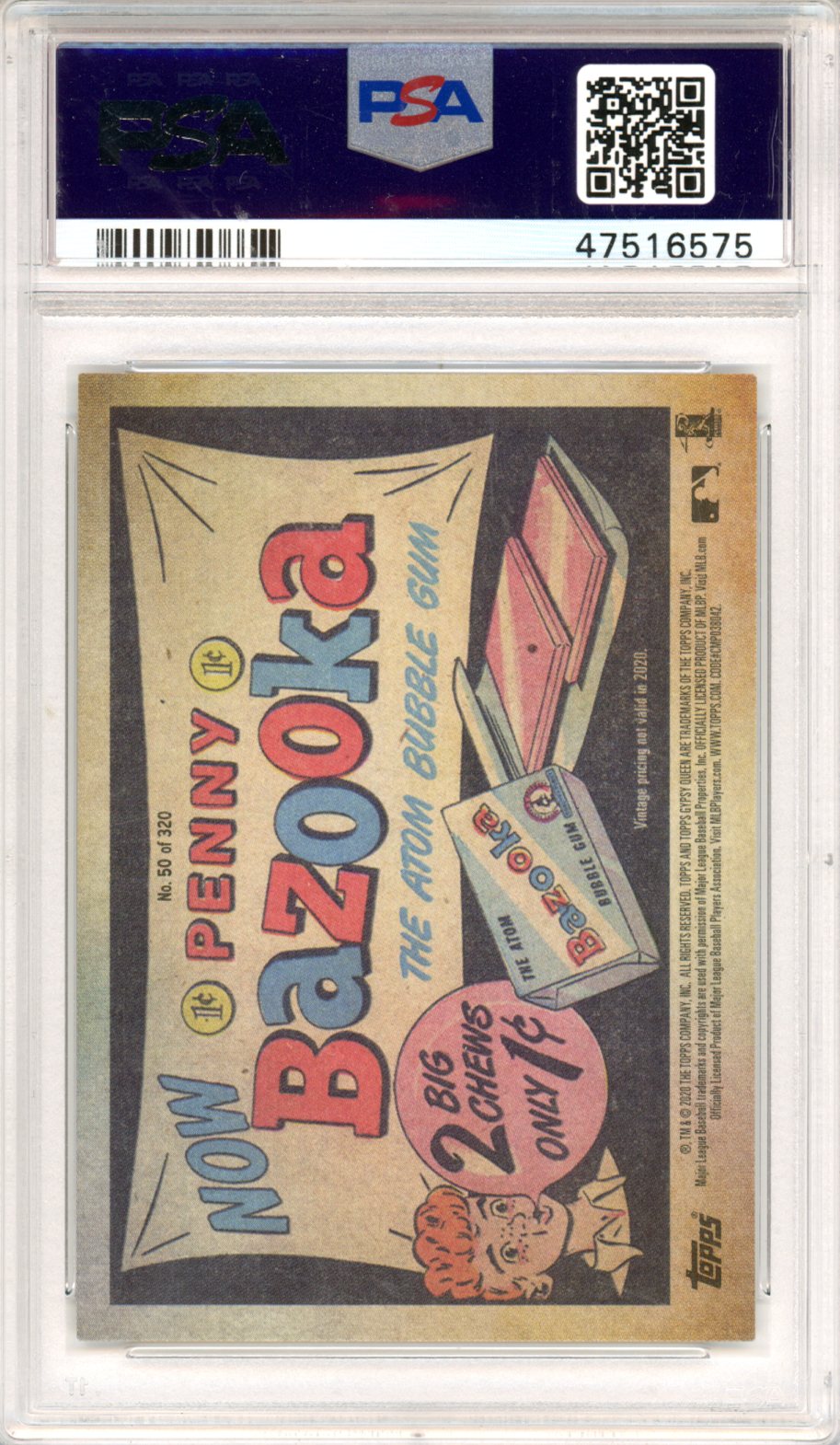 2020 Topps Gypsy Queen Aaron Judge Bazooka Back #50 PSA 10
