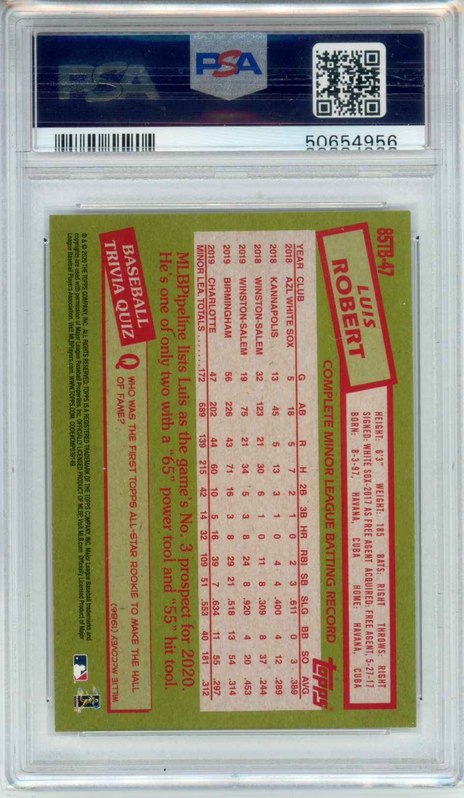 2020 Topps 1985 35th Anniversary Luis Robert 35th Anniversary PSA 10