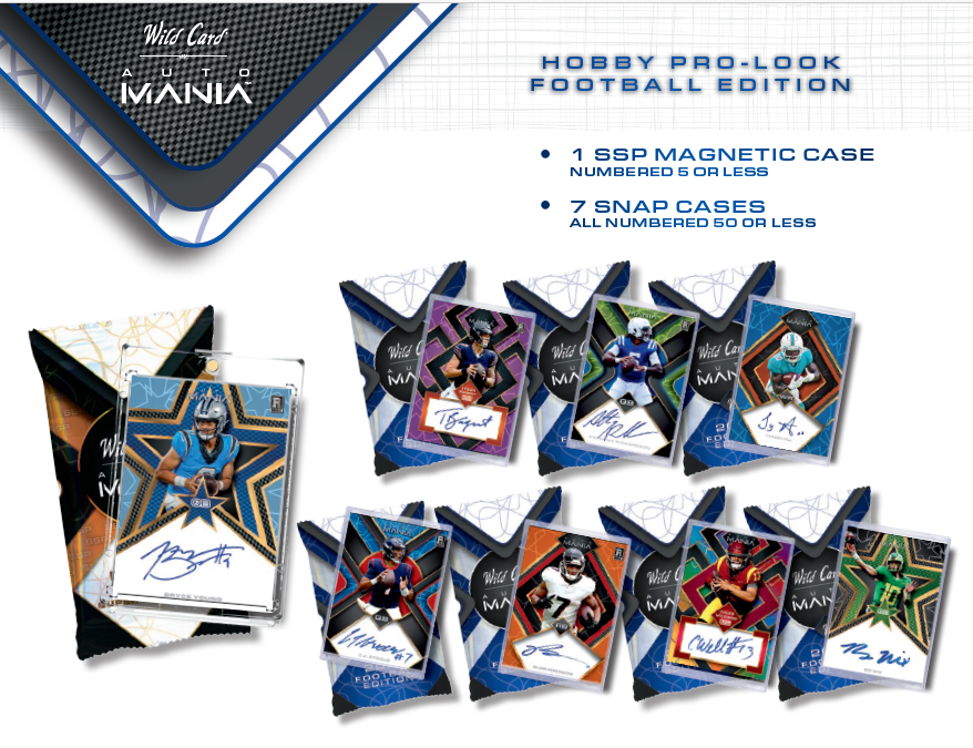 HOT PACK 2023 Wild Card Auto Mania Hobby Box Pro Look Football Edition HIT PACK (1 Auto #d to 3 or less) DRAFT NIGHT