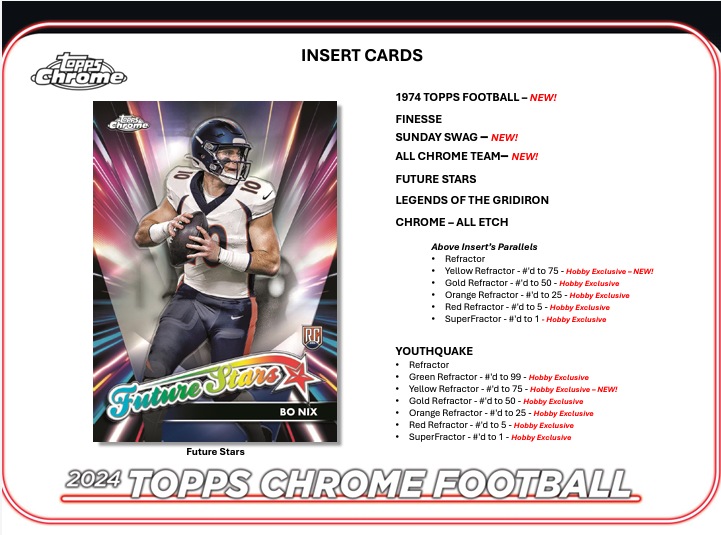 2024 Topps Chrome Football Hobby Box (2 Autographs / Box)
