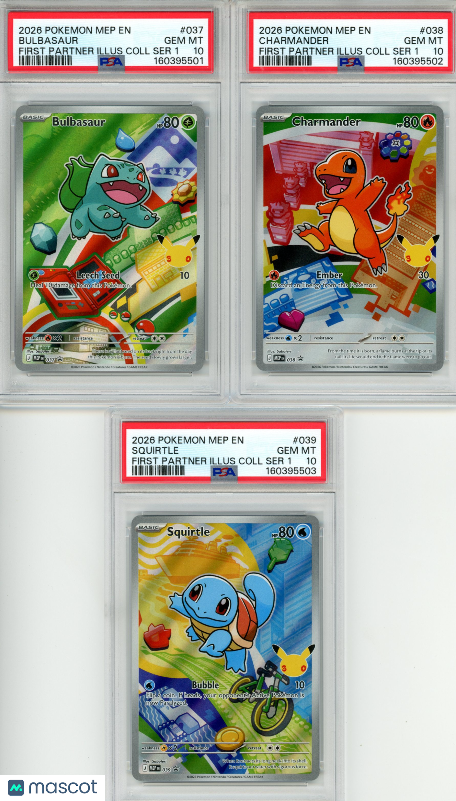 2026 Pokemon First Partner Illustration Coll Series 1 PSA 10 Sequential Set