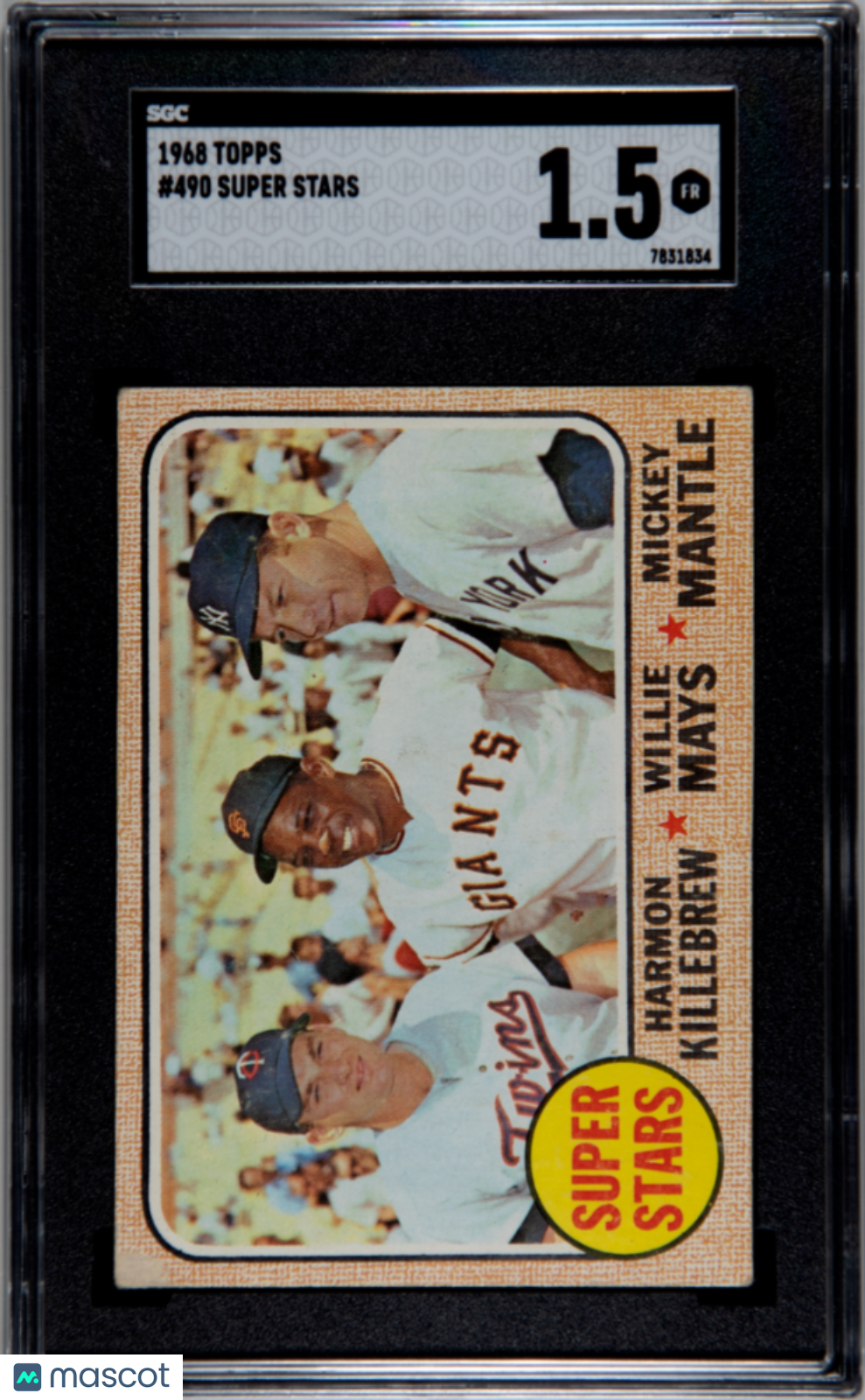 1968 Topps Super Stars #490 Mantle. Mays Killebrew SGC 1.5 - Graded Sports Cards