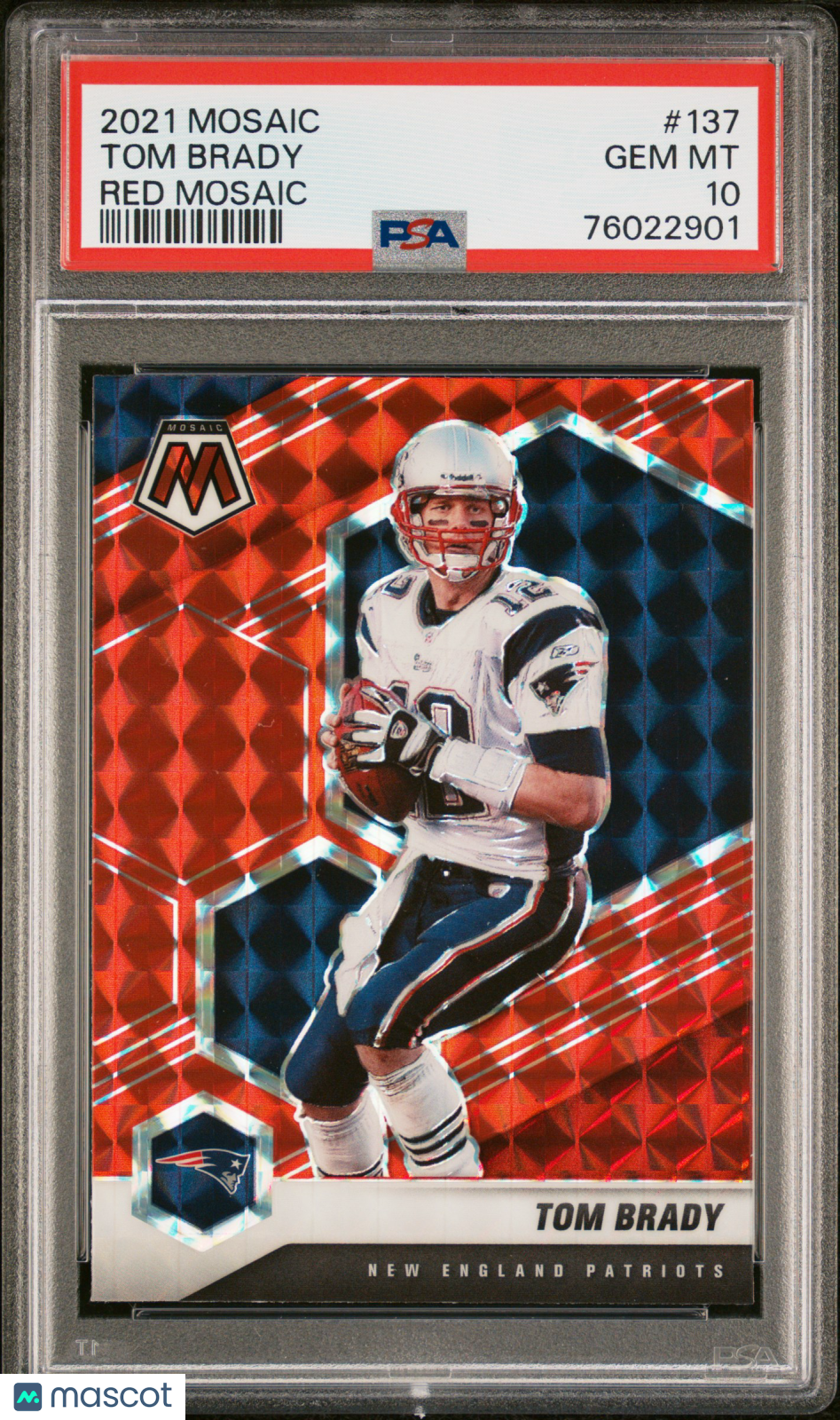 2021 Panini Mosaic Tom Brady Red #137 PSA 10 GEM MINT New England Patriots - Graded Sports Cards