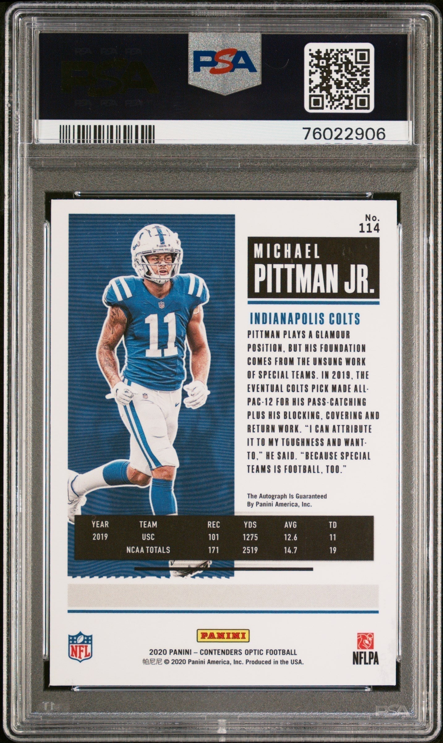 2020 Panini Contenders Optic Michael Pittman JR. Autograph Rookie #114 PSA 9 MINT Indianapolis Colts - Graded Sports