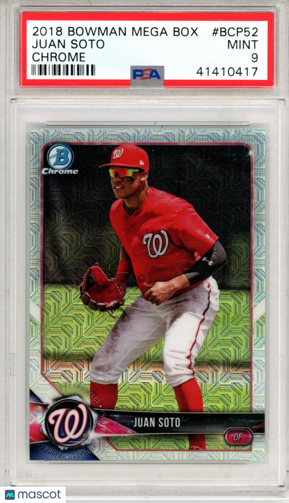 2018 Bowman Mega Box Chrome Juan Soto #BCP52 PSA 9 MINT Washington Nationals