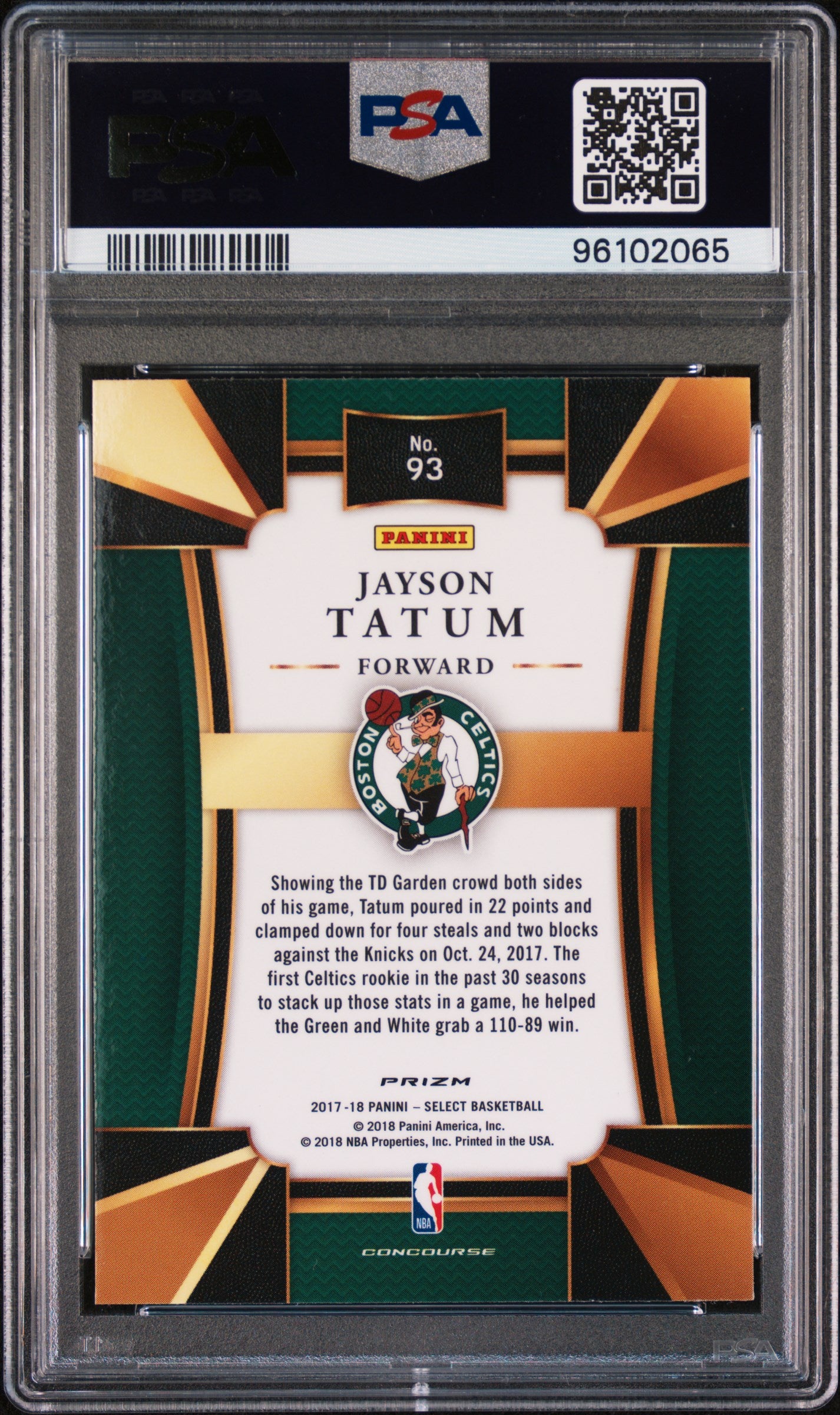 2017 Panini Select Jayson Tatum Scope Prizm #93 PSA 10