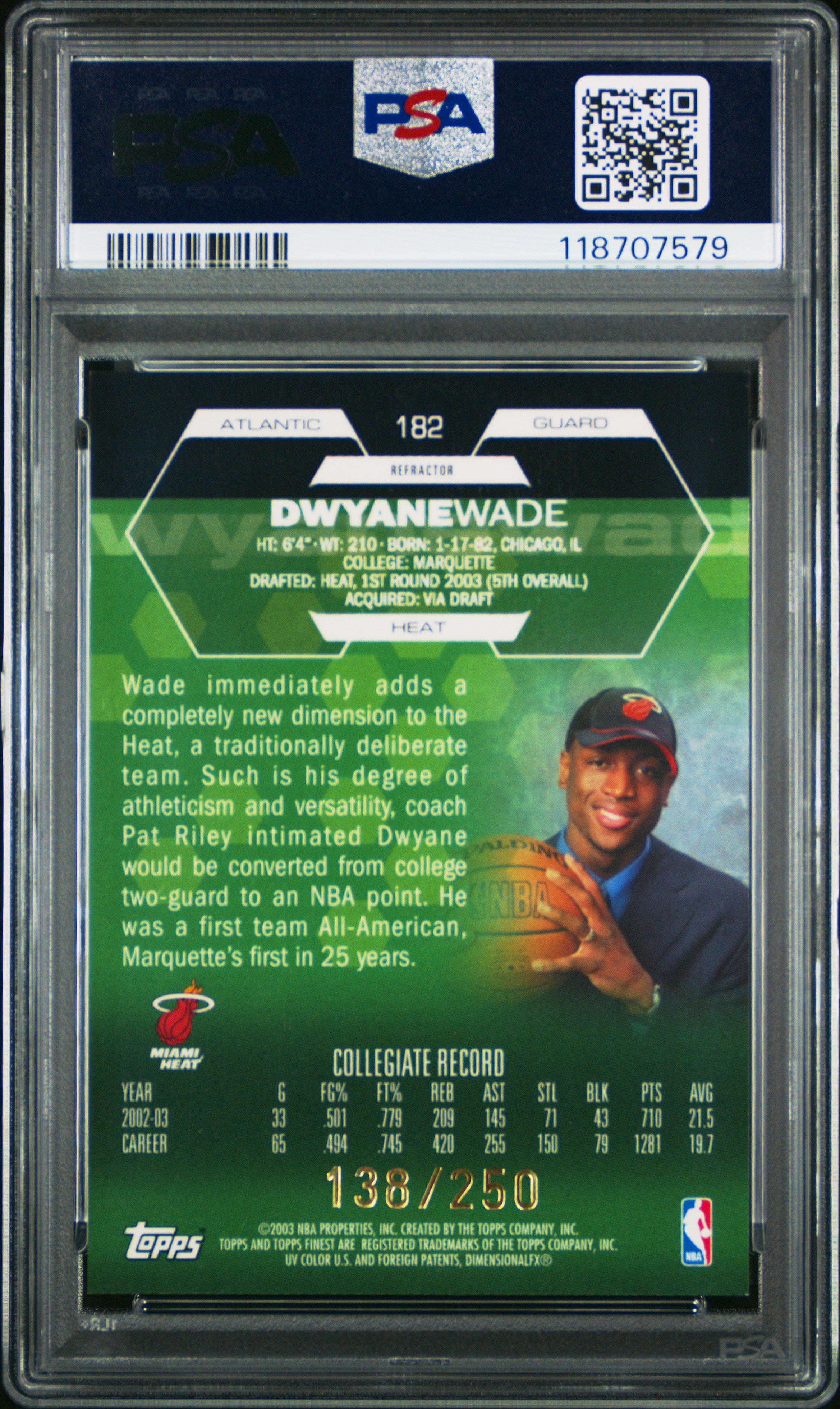 2002 Finest Dwyane Wade Refractor #182 PSA 9