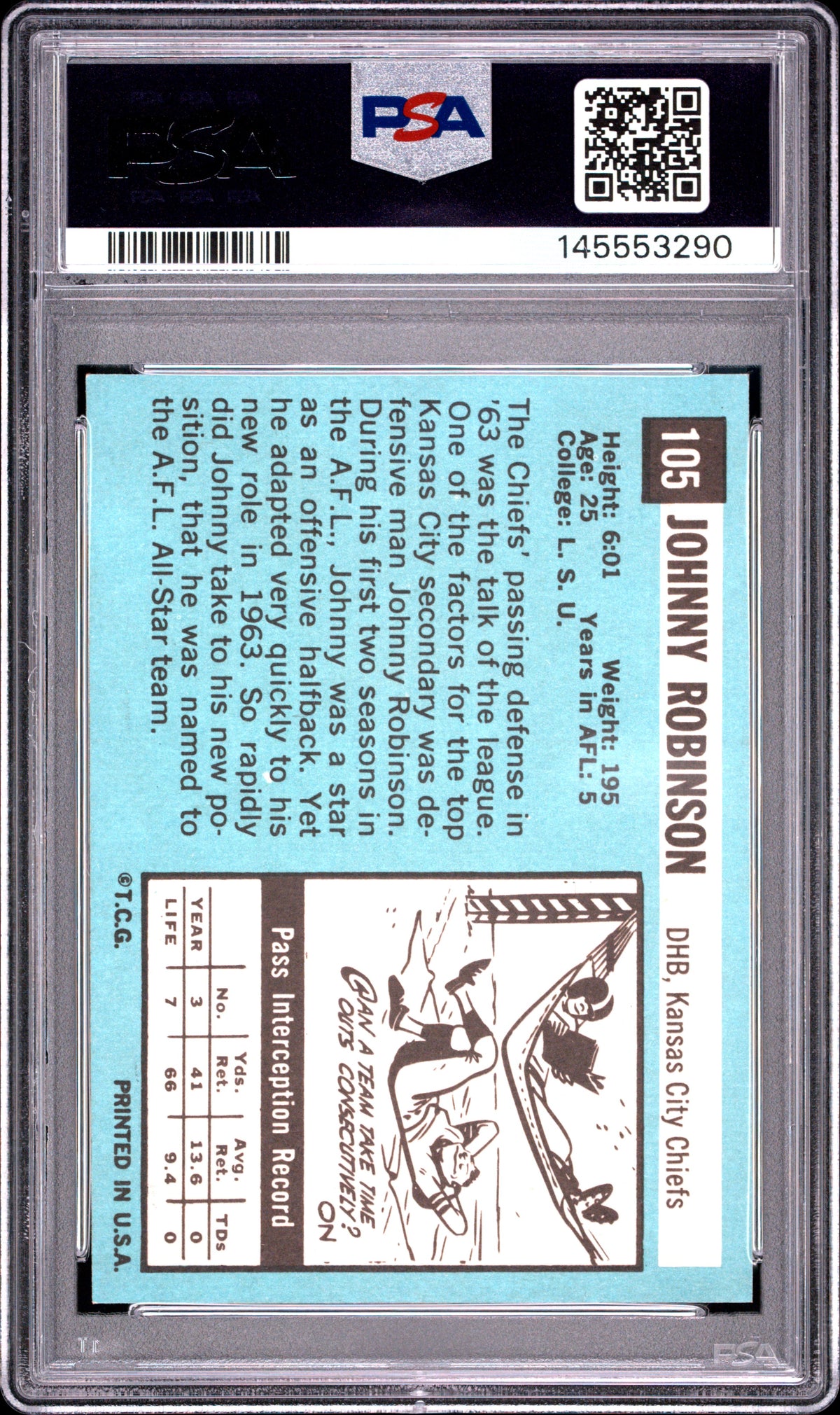1964 Topps Johnny Robinson Oc #105 PSA 8
