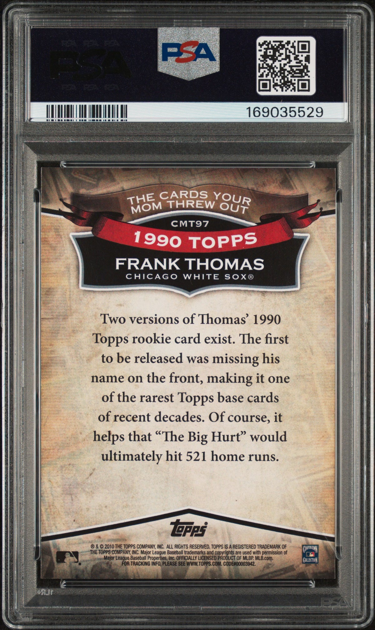 2010 Topps Cards Your Mother Threw Out Frank Thomas #CMT97 PSA 9