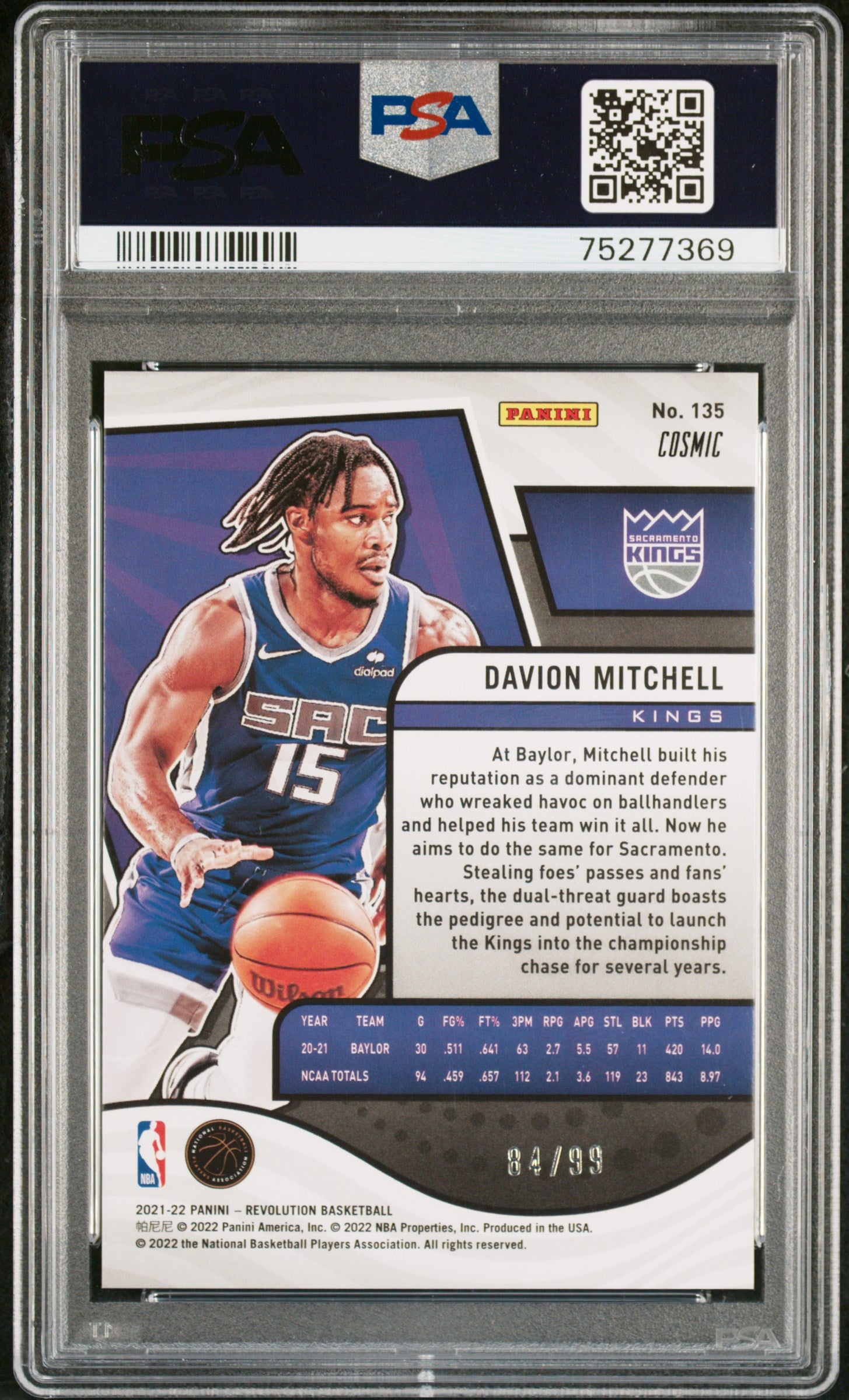 2021 Panini Revolution Davion Mitchell Cosmic #135 PSA 10