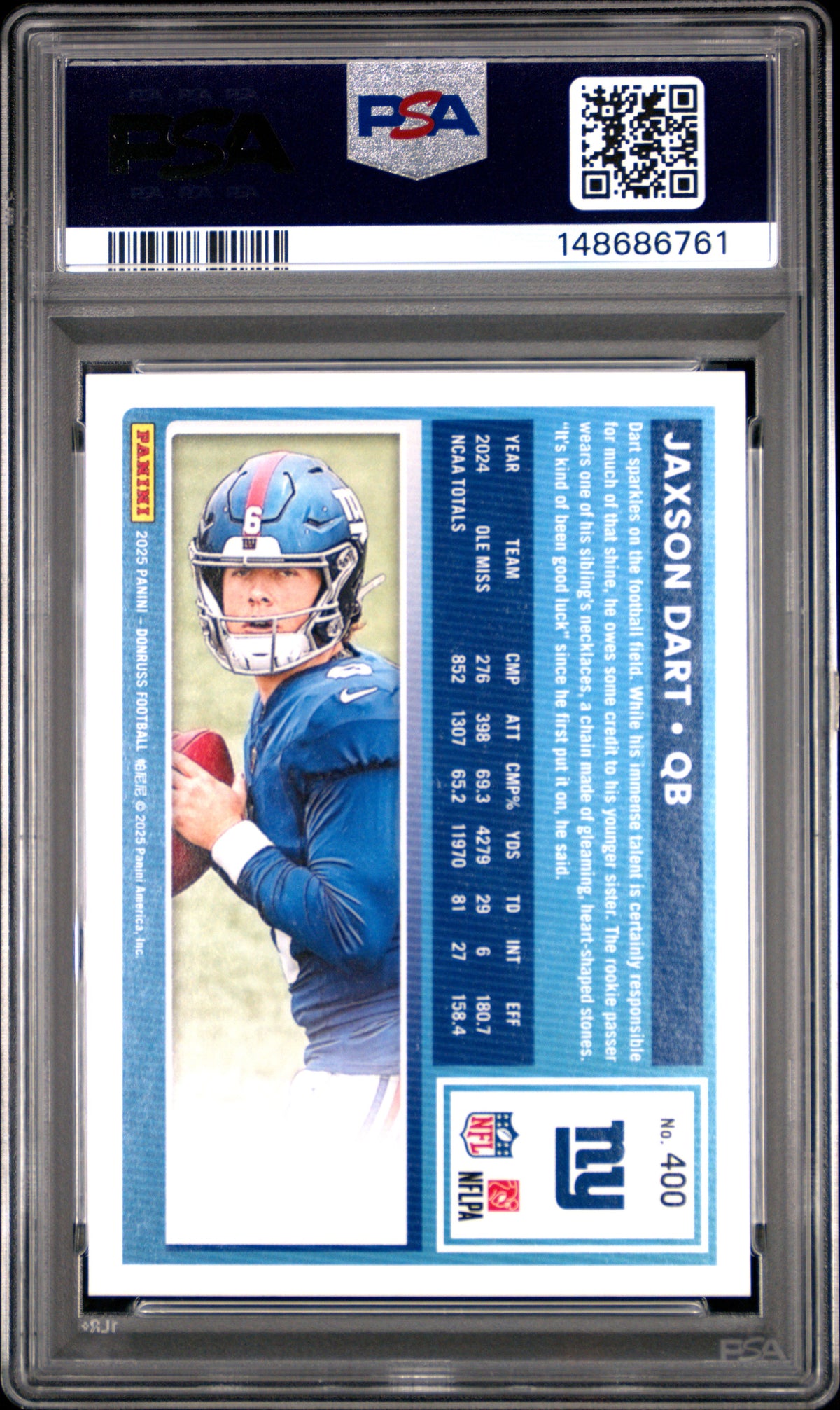 2025 Panini Donruss Jaxson Dart #400 PSA 10