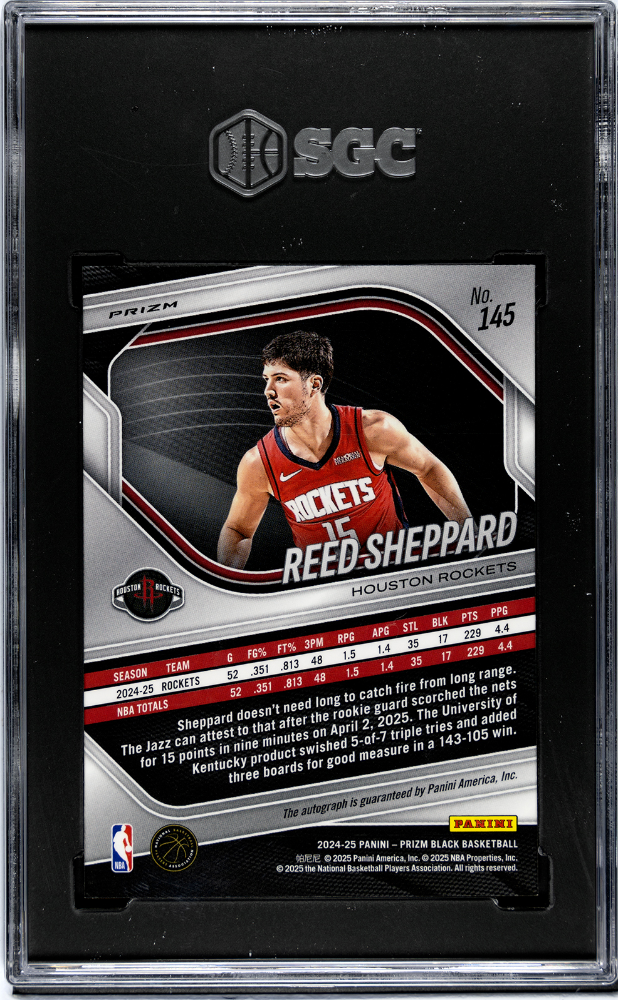 2024 Panini Prizm Black Reed Sheppard Autograph #145 SGC 9.5