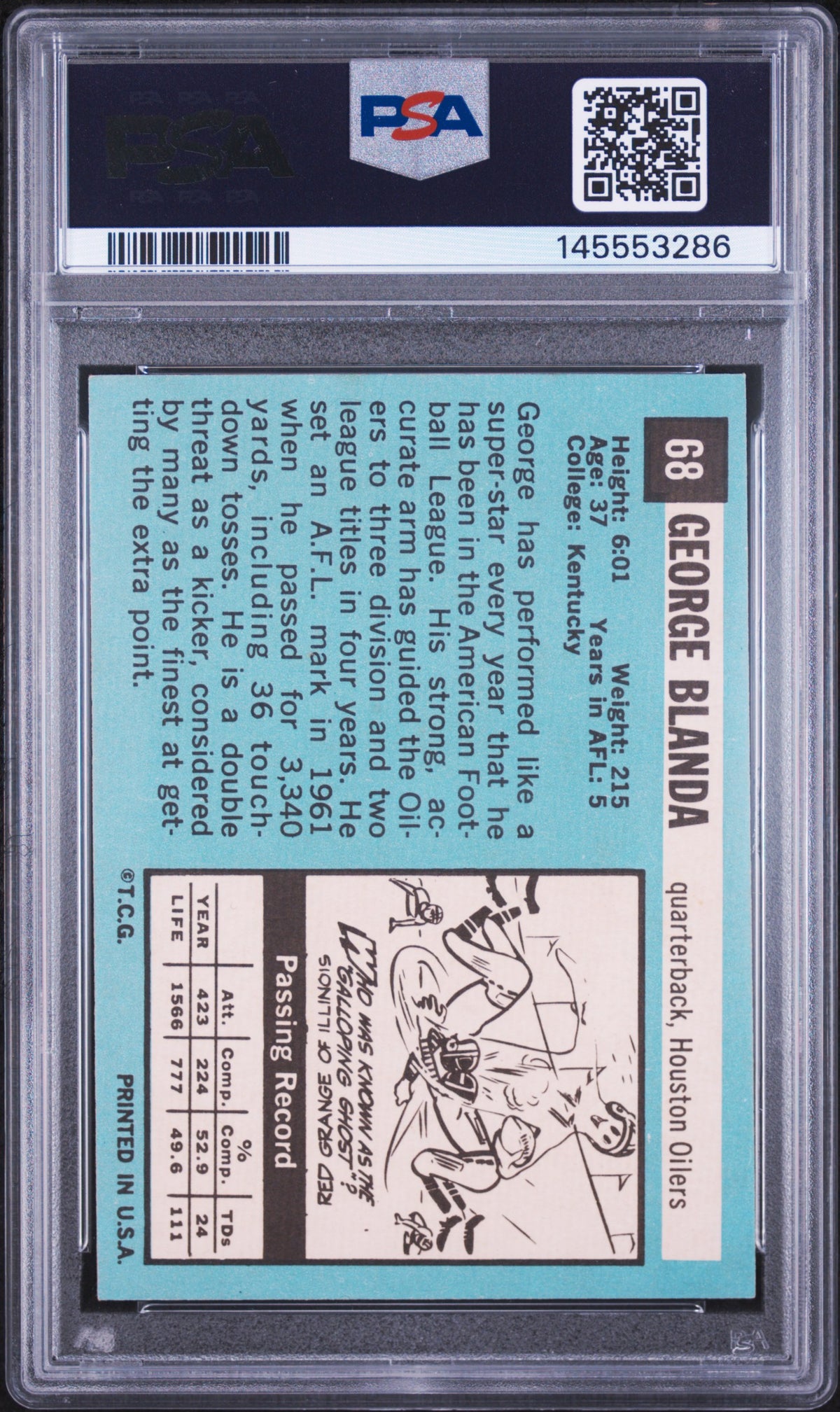 1964 Topps George Blanda #68 PSA 6