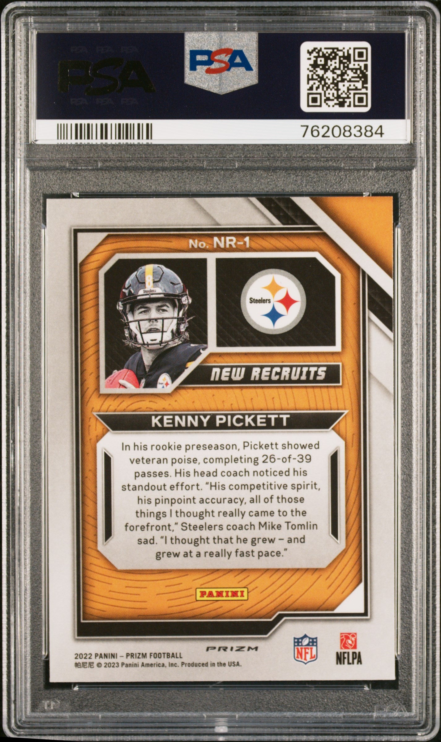 2022 Panini Prizm New Recruits Kenny Pickett No Huddle #NR1 PSA 10