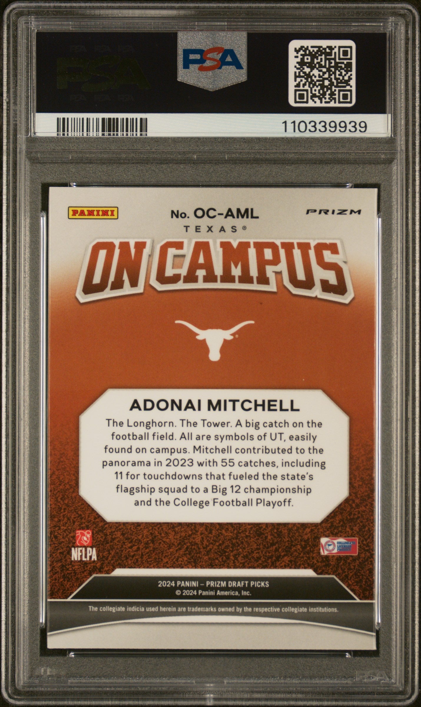 2024 Panini Prizm Draft Picks On Campus Adonai Mitchell #OCAML PSA 10